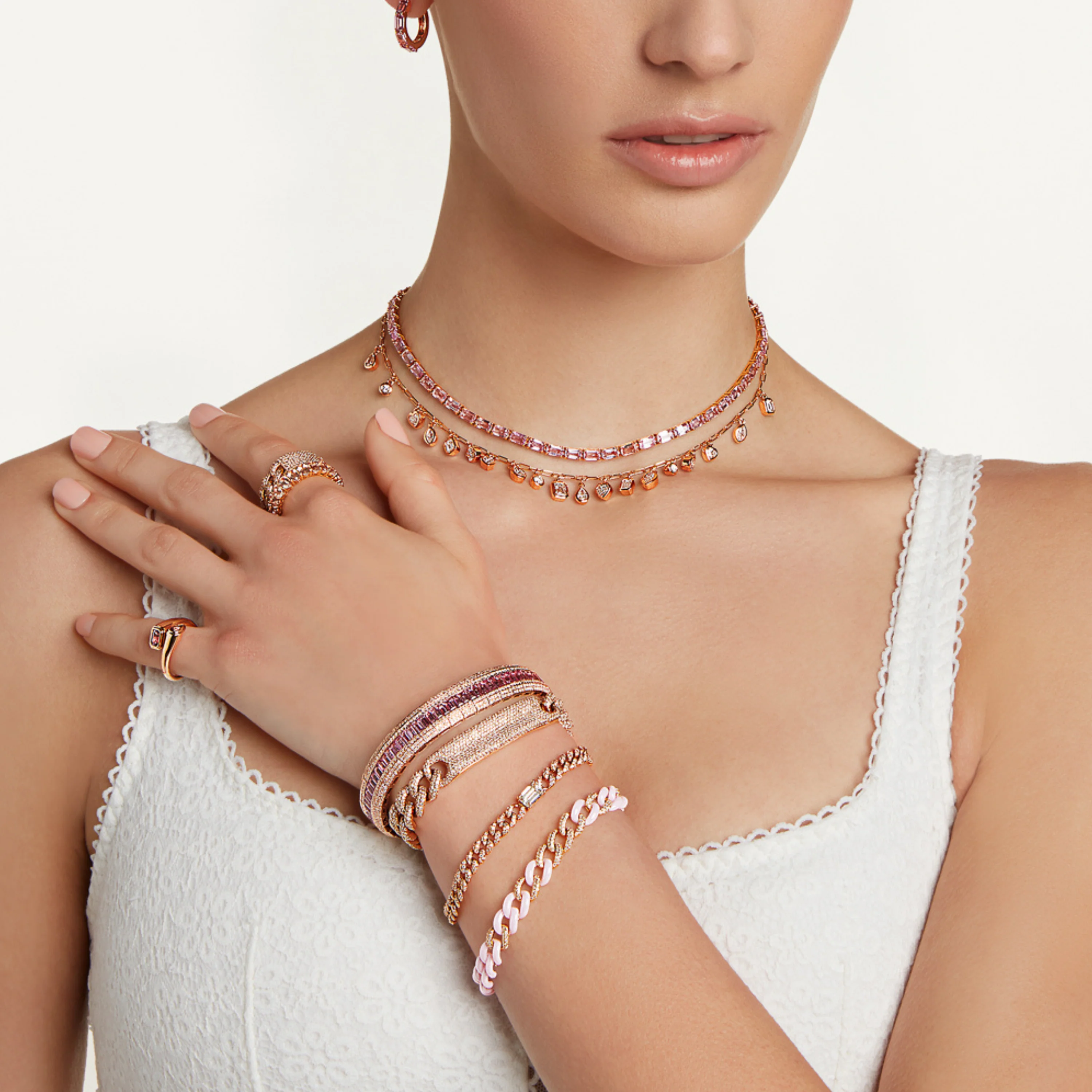 READY TO SHIP DIAMOND EMERALD CUT MINI LINK BRACELET - Image 2