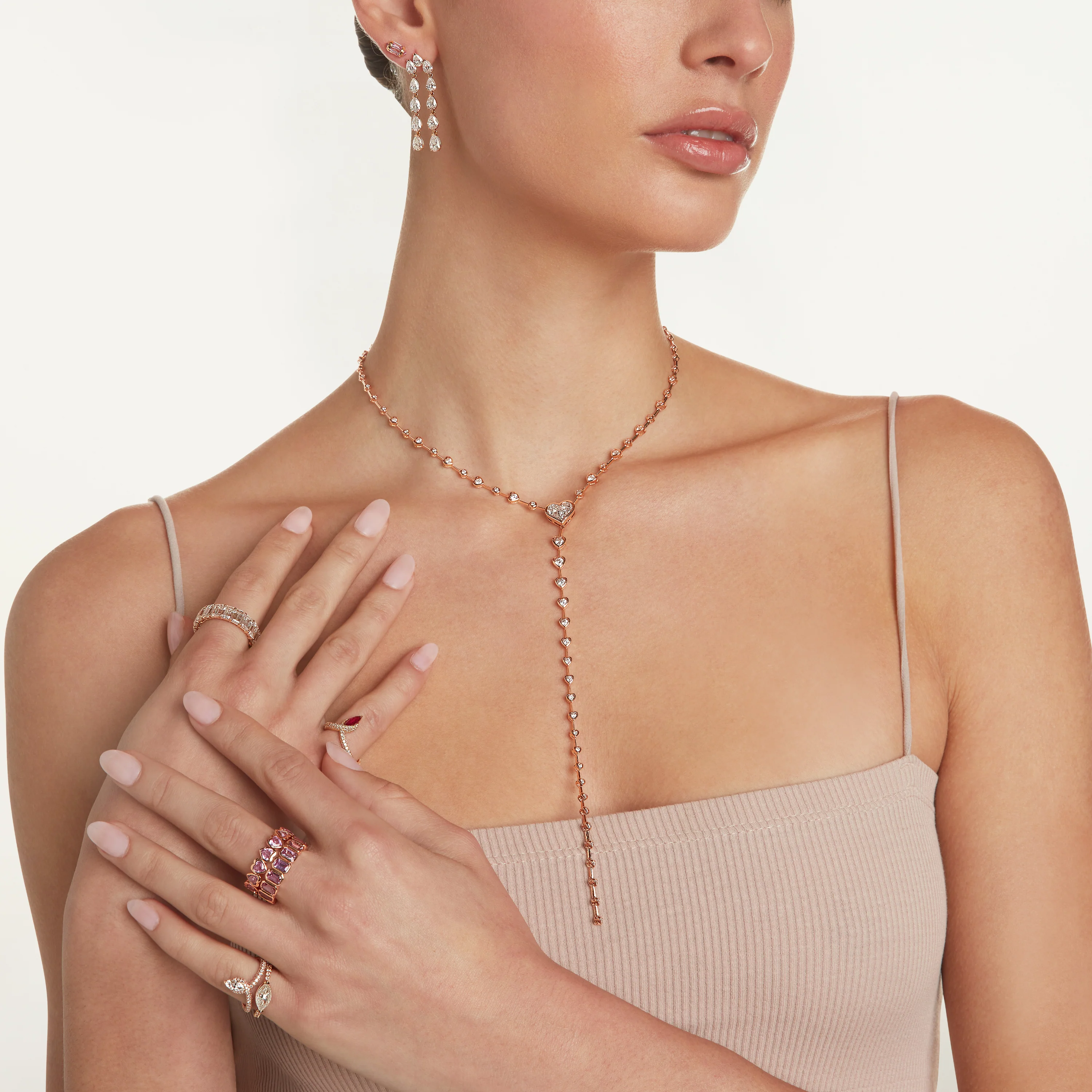 READY TO SHIP DIAMOND BEZEL HEART Y NECKLACE - Image 2