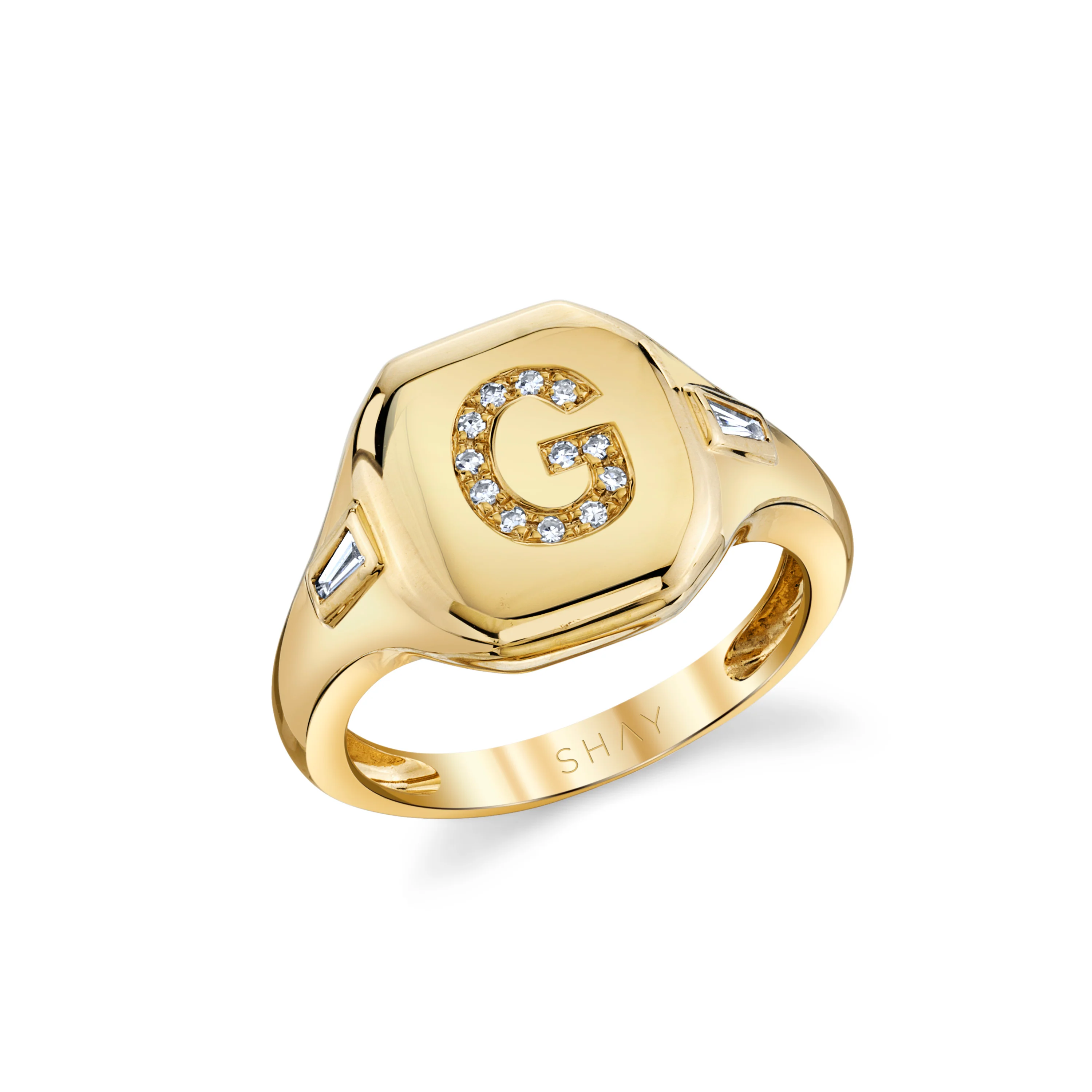 READY TO SHIP DIAMOND INITIAL PINKY RING - Image 6