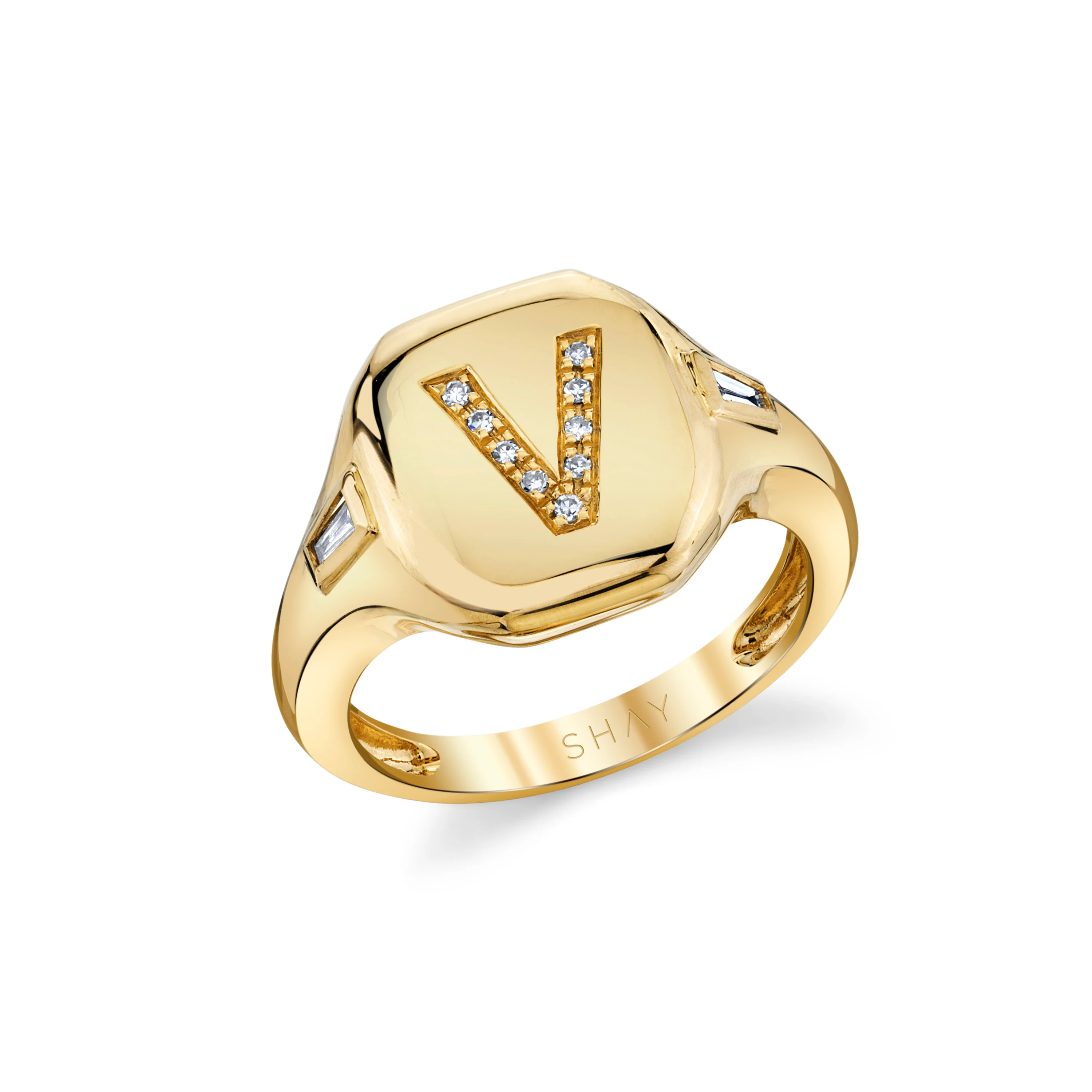 READY TO SHIP DIAMOND INITIAL PINKY RING - Image 9