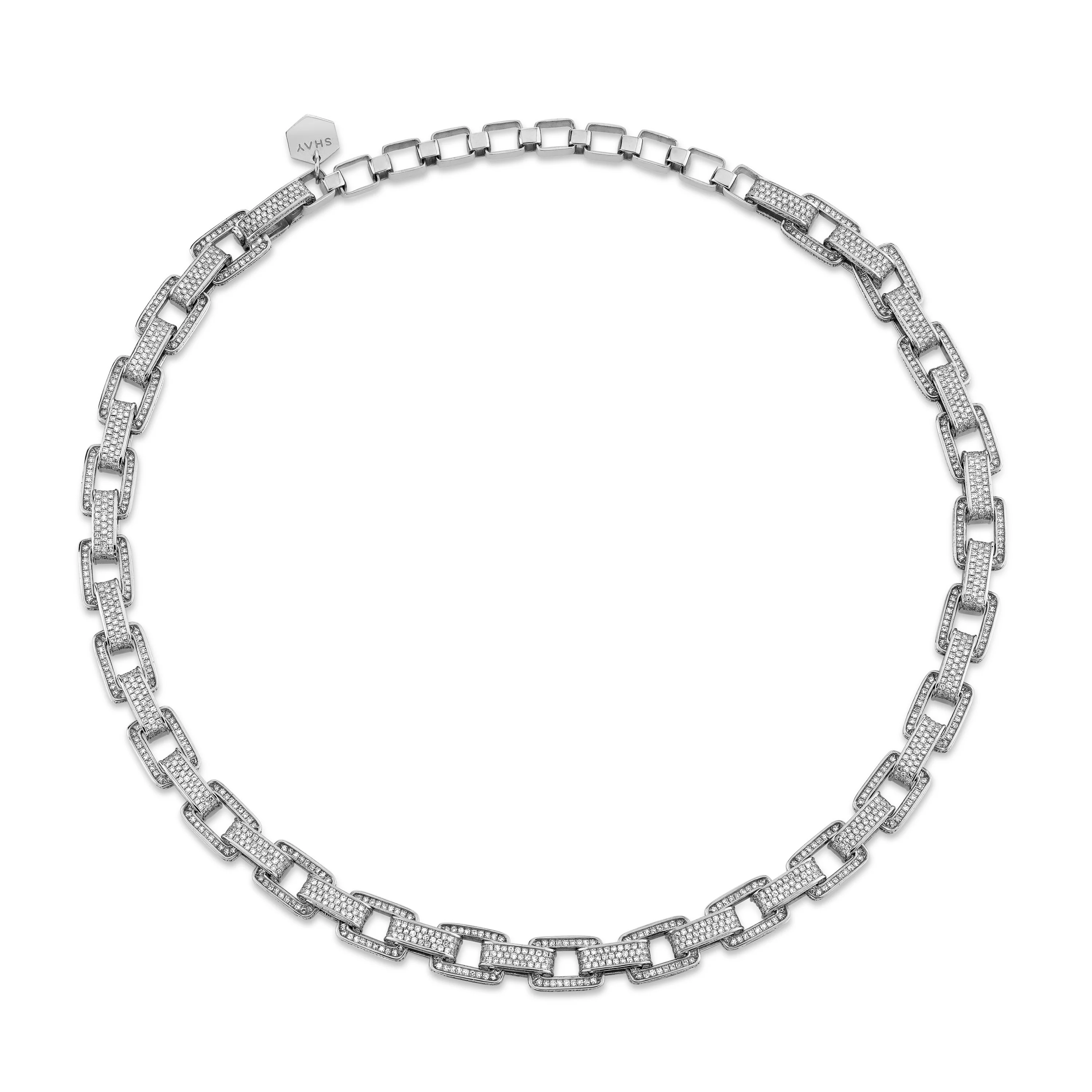 READY TO SHIP DIAMOND PAVE DECO LINK NECKLACE - Image 3