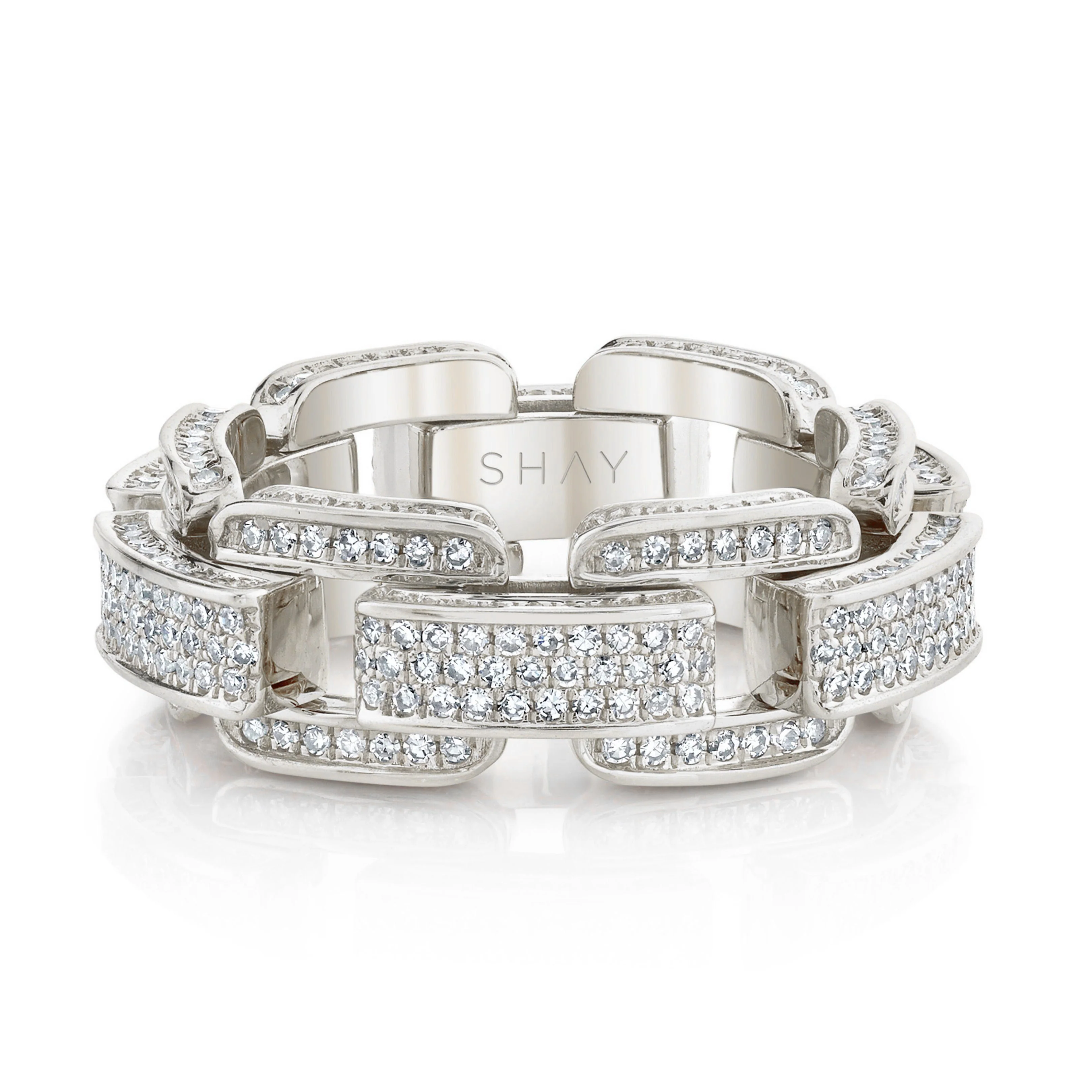 READY TO SHIP DIAMOND PAVE DECO LINK RING - Image 3