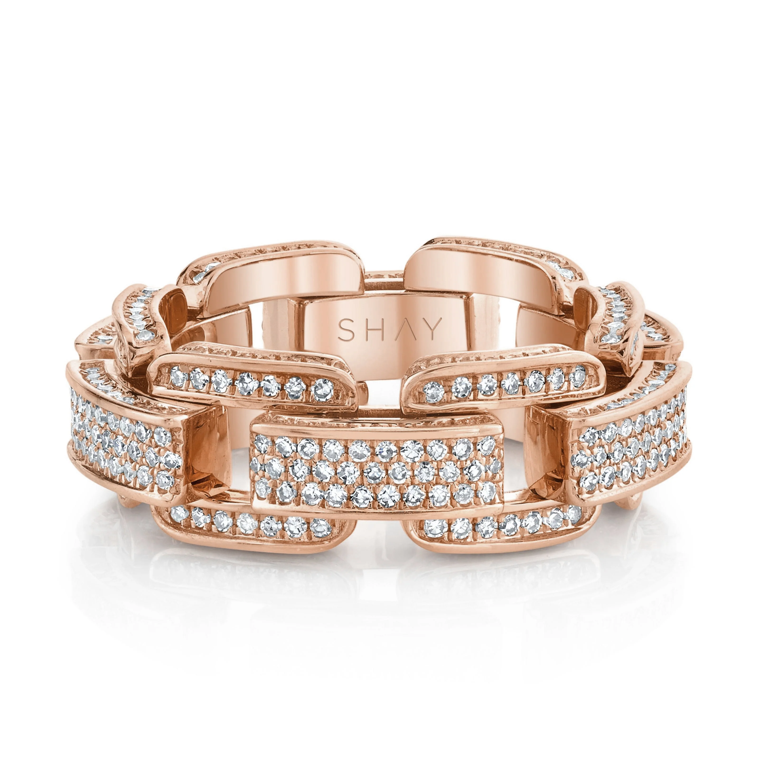 READY TO SHIP DIAMOND PAVE DECO LINK RING - Image 4