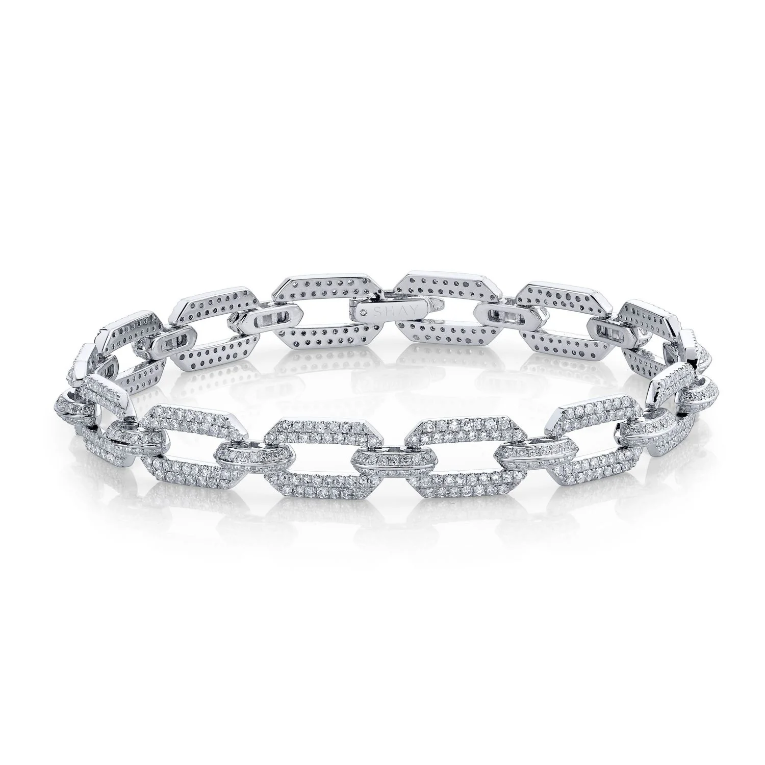 READY TO SHIP DIAMOND PAVE DOME FLAT LINK BRACELET
