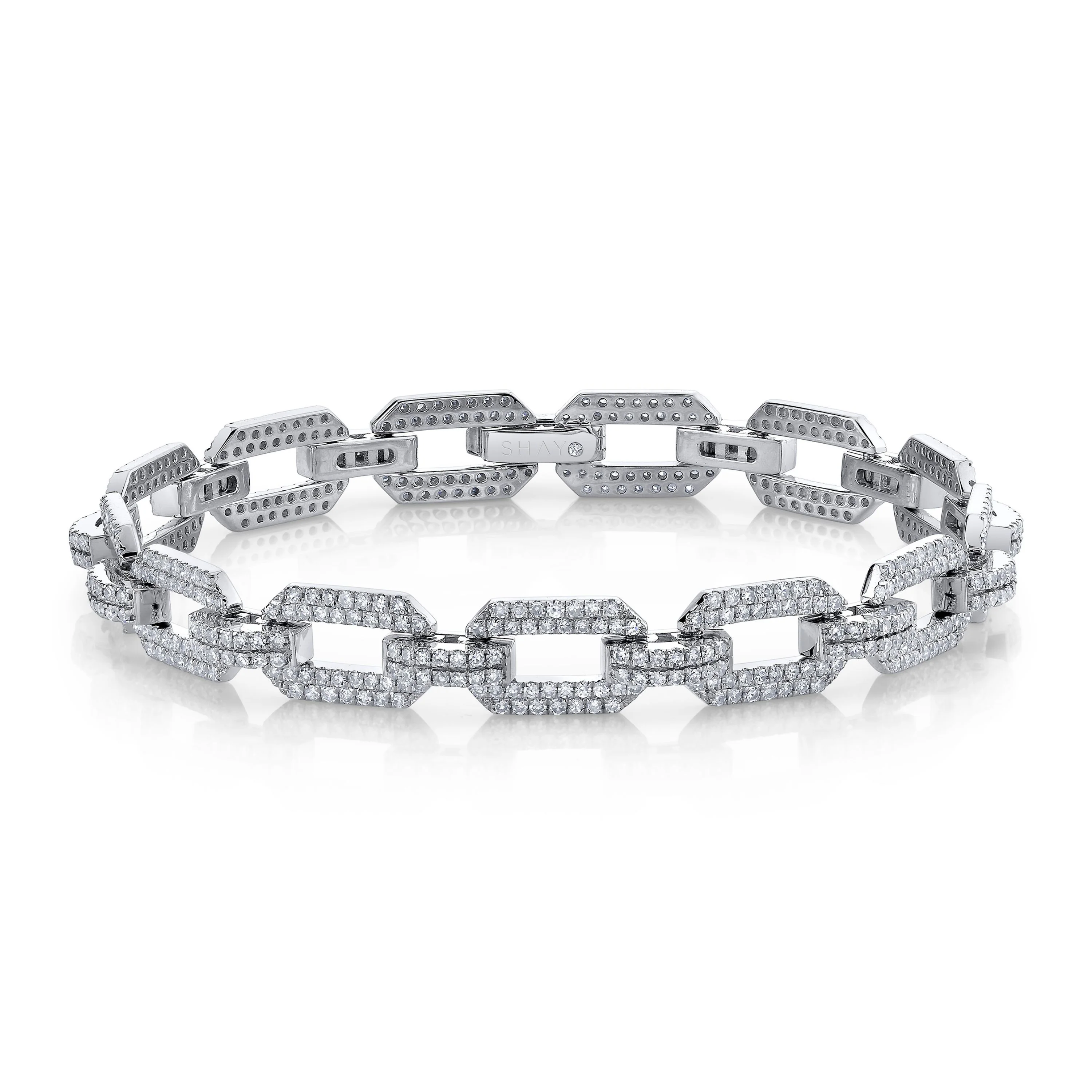 READY TO SHIP DIAMOND PAVE FLAT GEO LINK BRACELET - Image 3