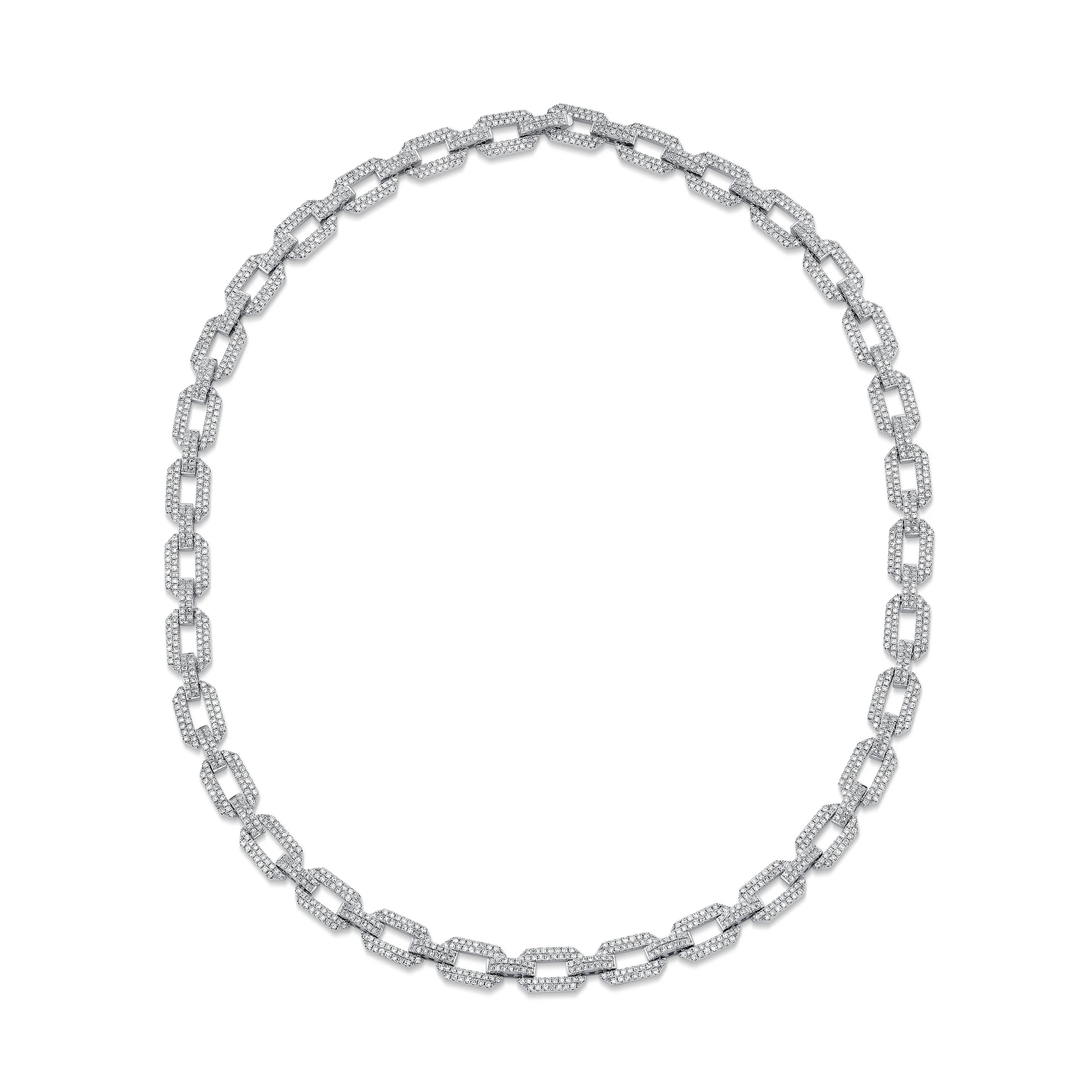 READY TO SHIP DIAMOND PAVE FLAT GEO LINK NECKLACE