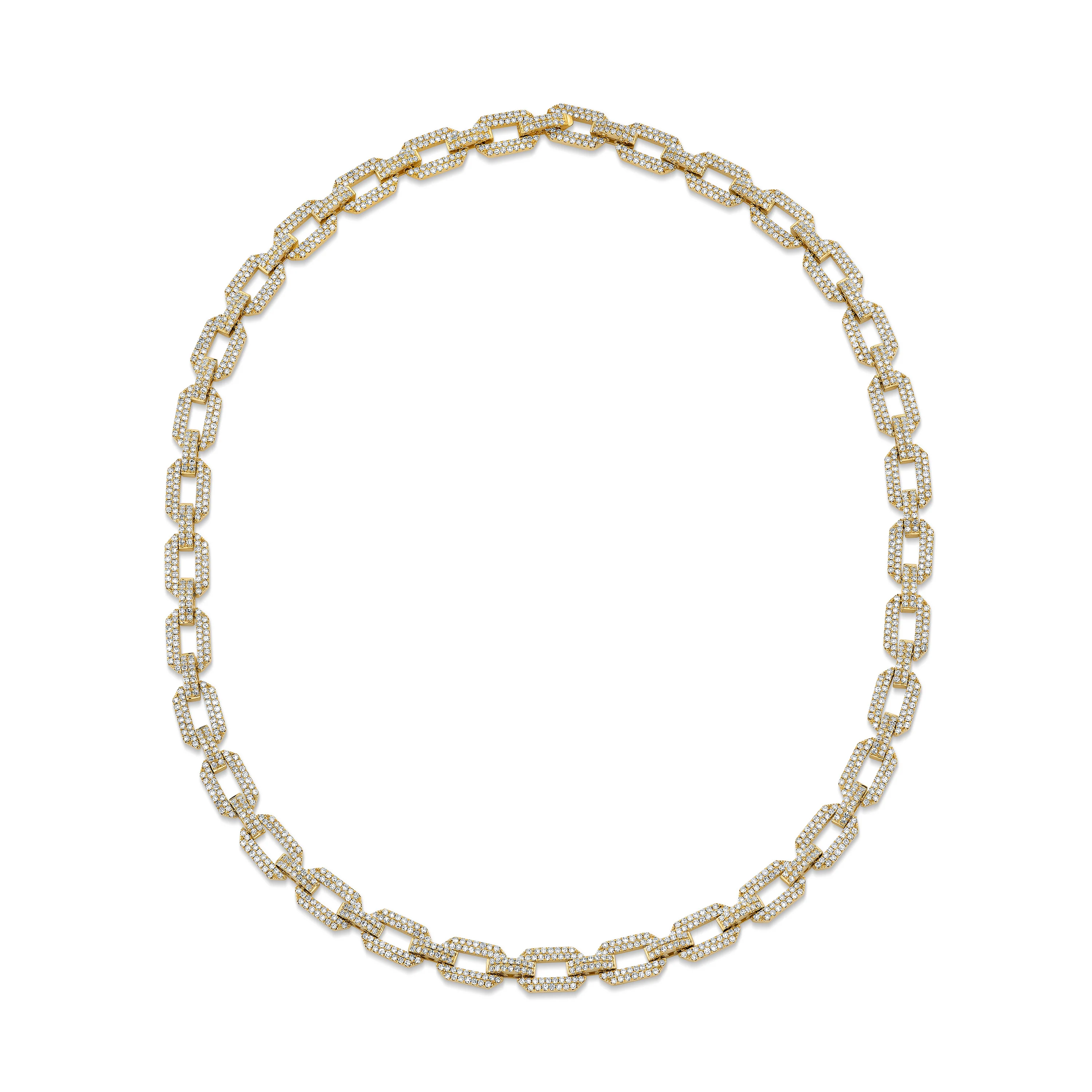 READY TO SHIP DIAMOND PAVE FLAT GEO LINK NECKLACE - Image 3