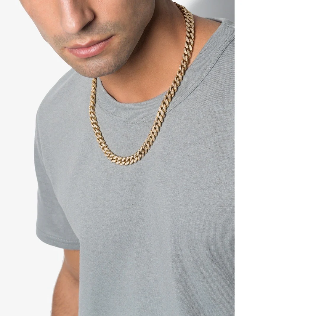 READY TO SHIP MEN'S DIAMOND PAVE FLAT LINK NECKLACE - Image 3