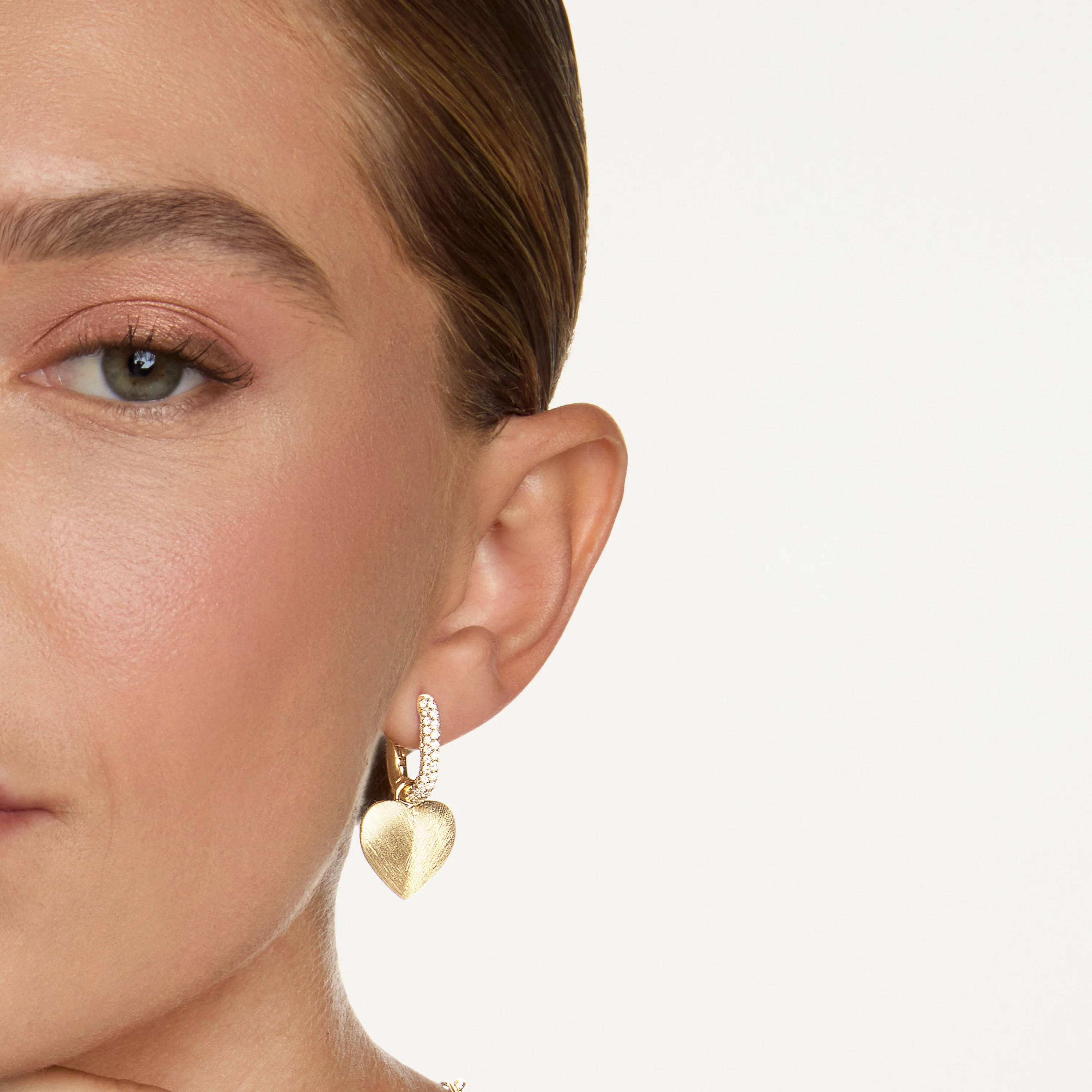 READY TO SHIP DIAMOND PAVE HEART EARRINGS - Image 2
