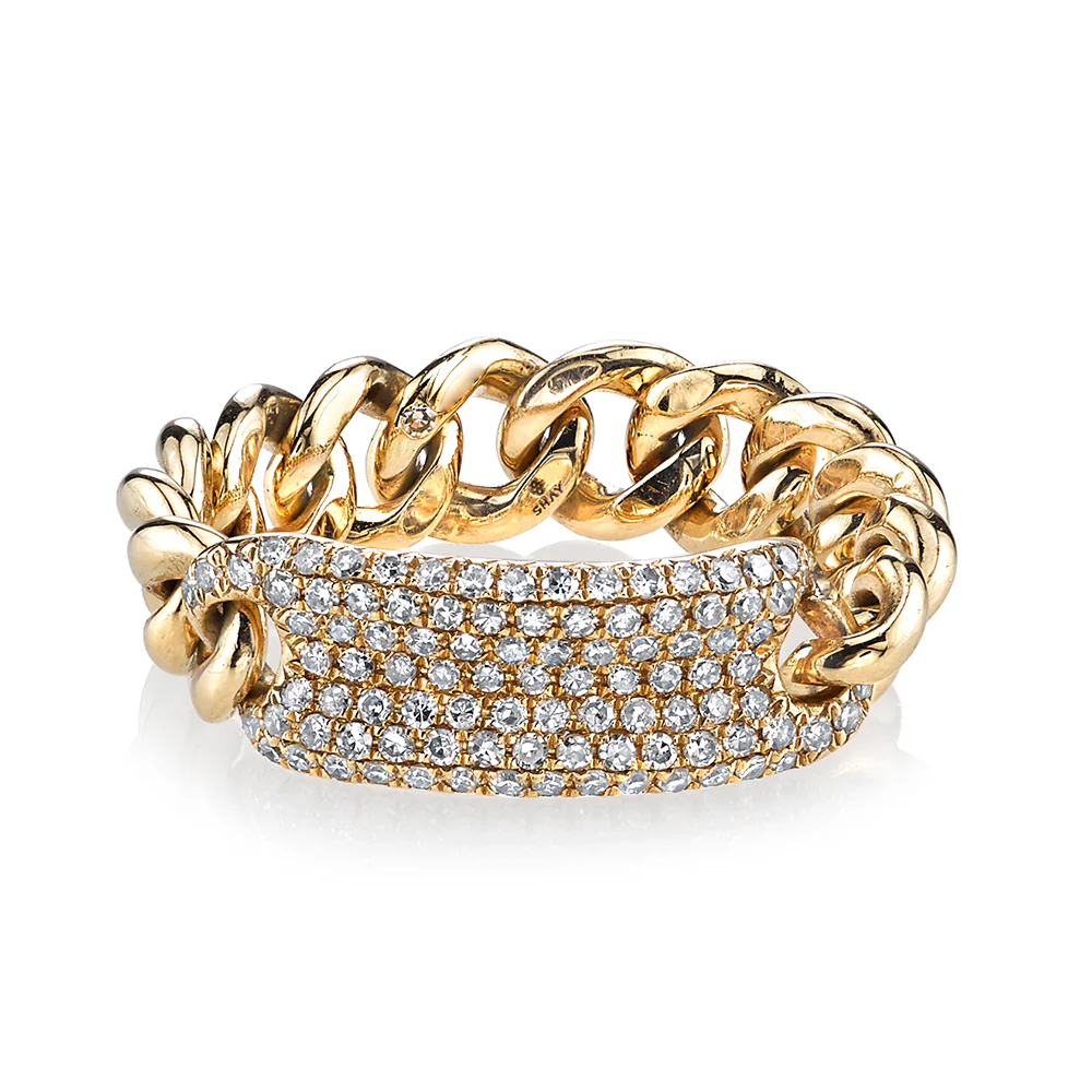 READY TO SHIP DIAMOND PAVE ID MINI LINK RING