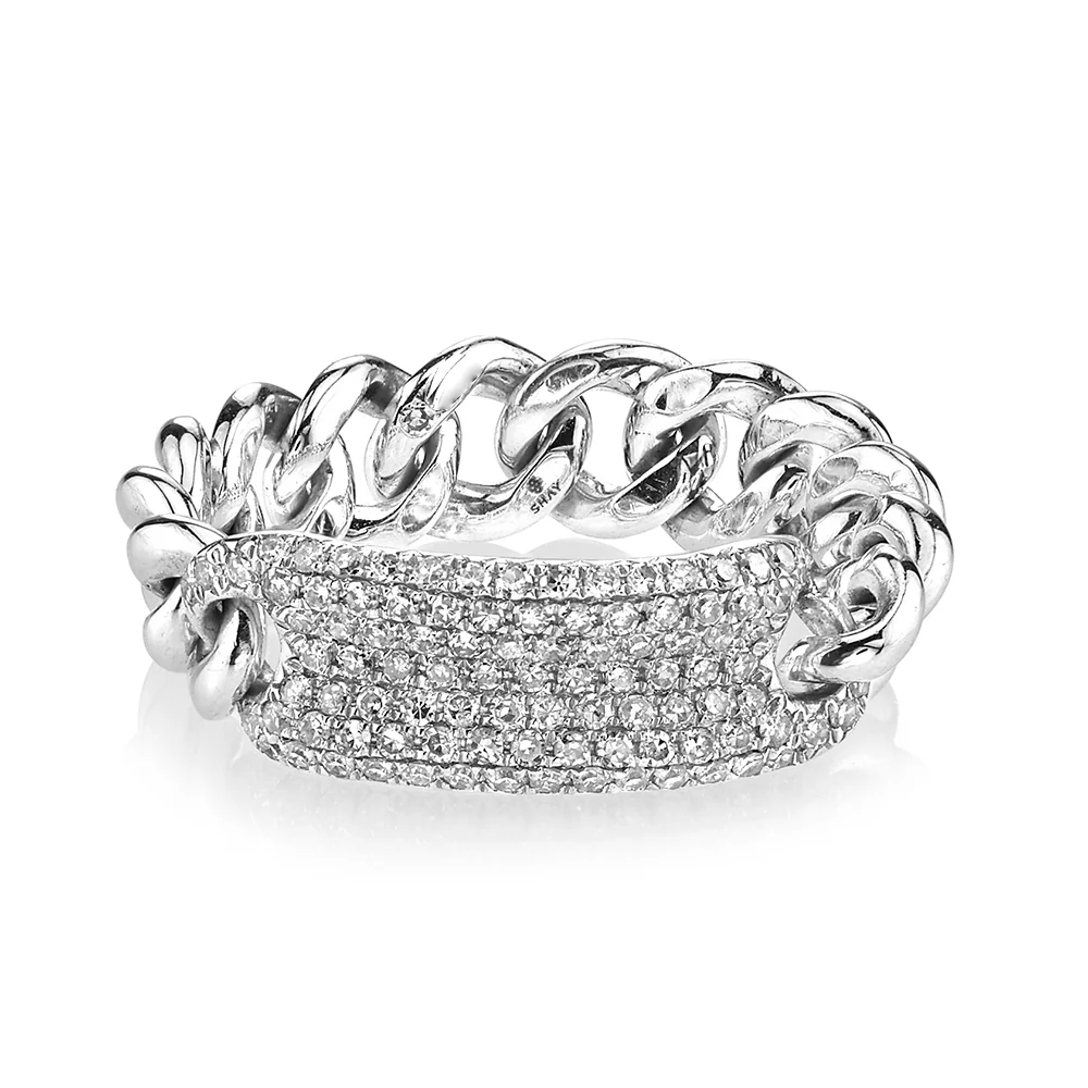READY TO SHIP DIAMOND PAVE ID MINI LINK RING - Image 3