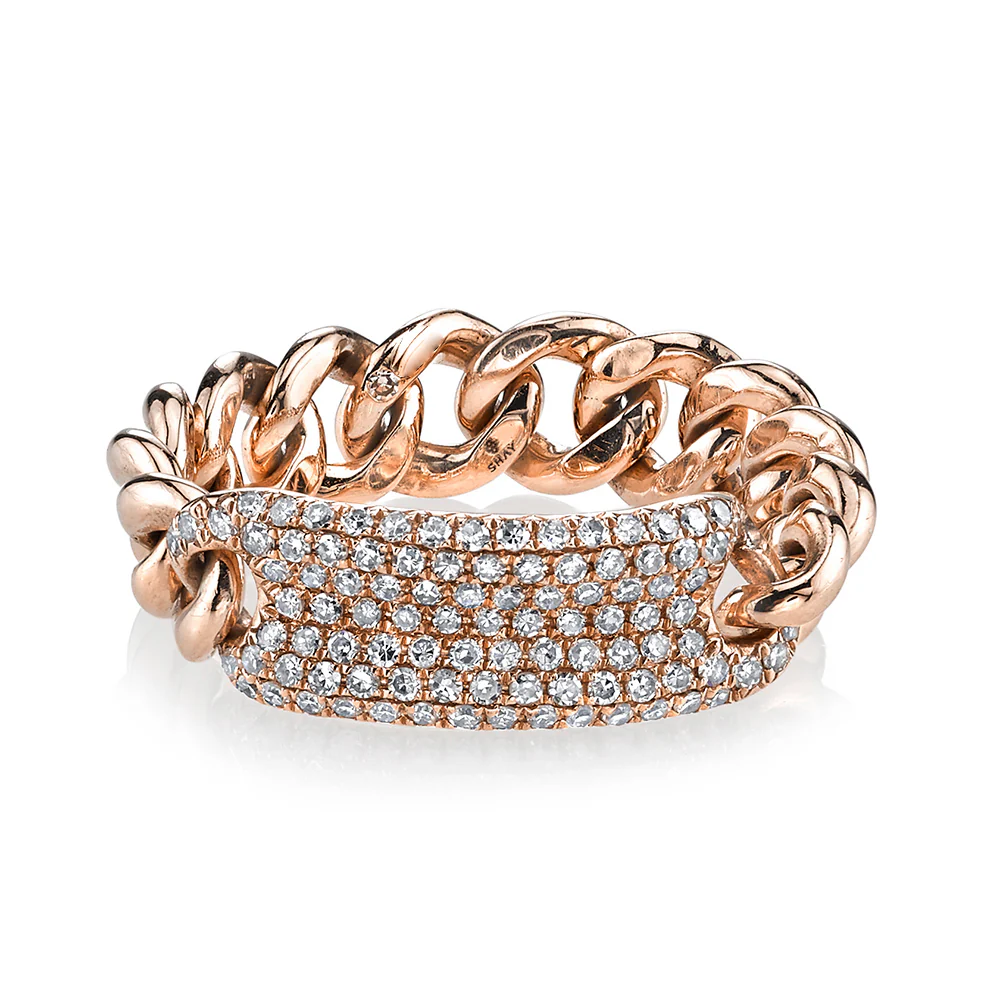 READY TO SHIP DIAMOND PAVE ID MINI LINK RING - Image 4
