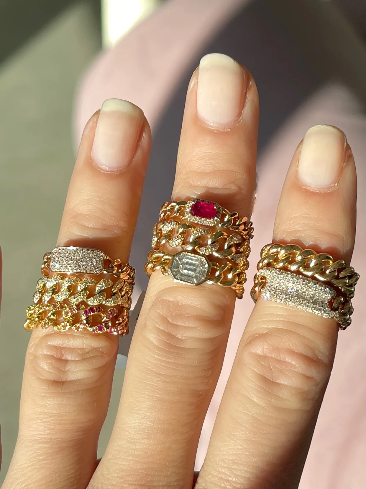 READY TO SHIP DIAMOND PAVE ID MINI LINK RING - Image 6
