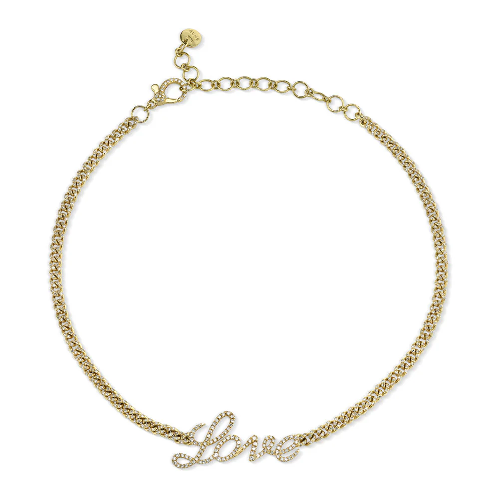 READY TO SHIP DIAMOND PAVE LOVE BABY LINK CHOKER
