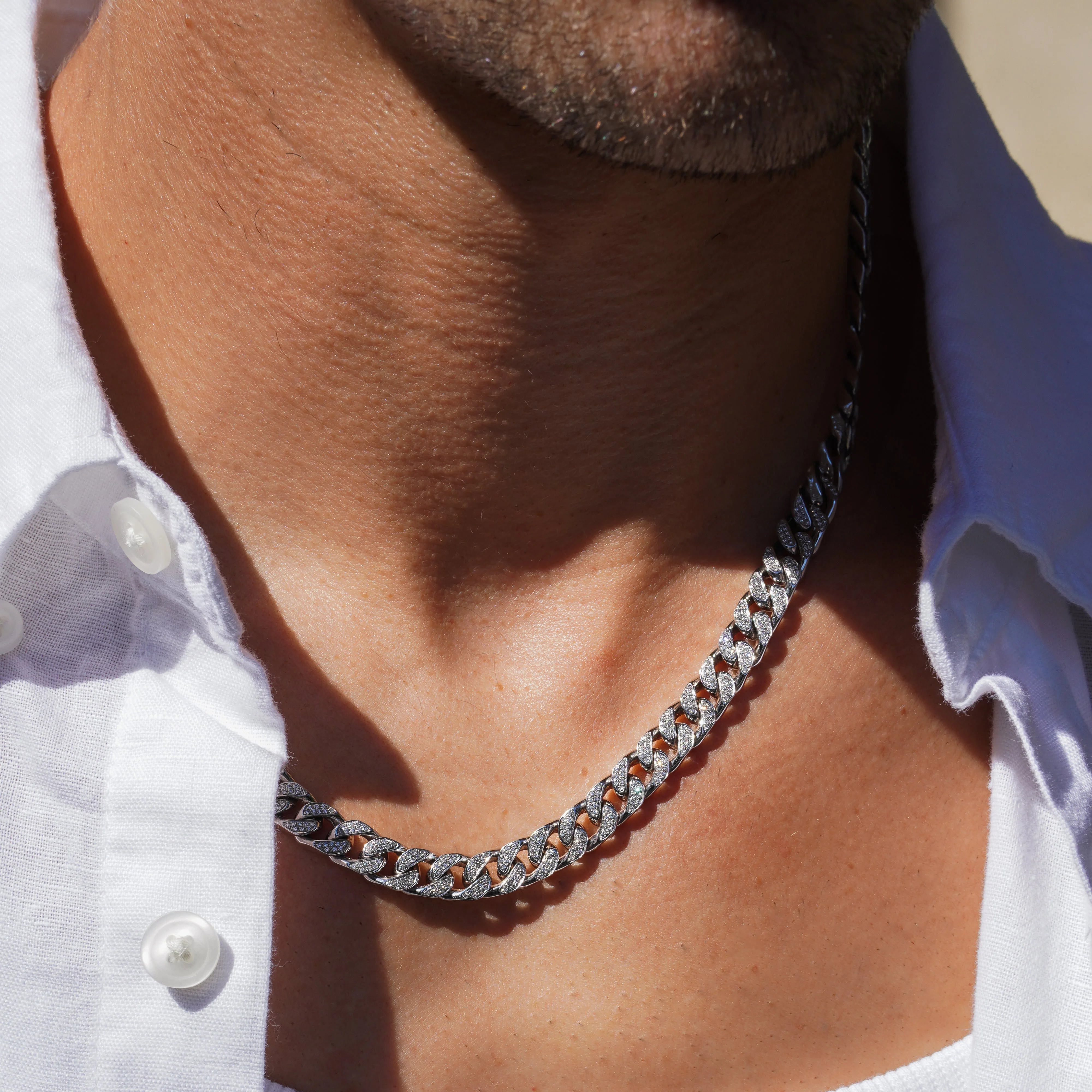 READY TO SHIP DIAMOND PAVE MEDIUM FLAT LINK NECKLACE - Image 2