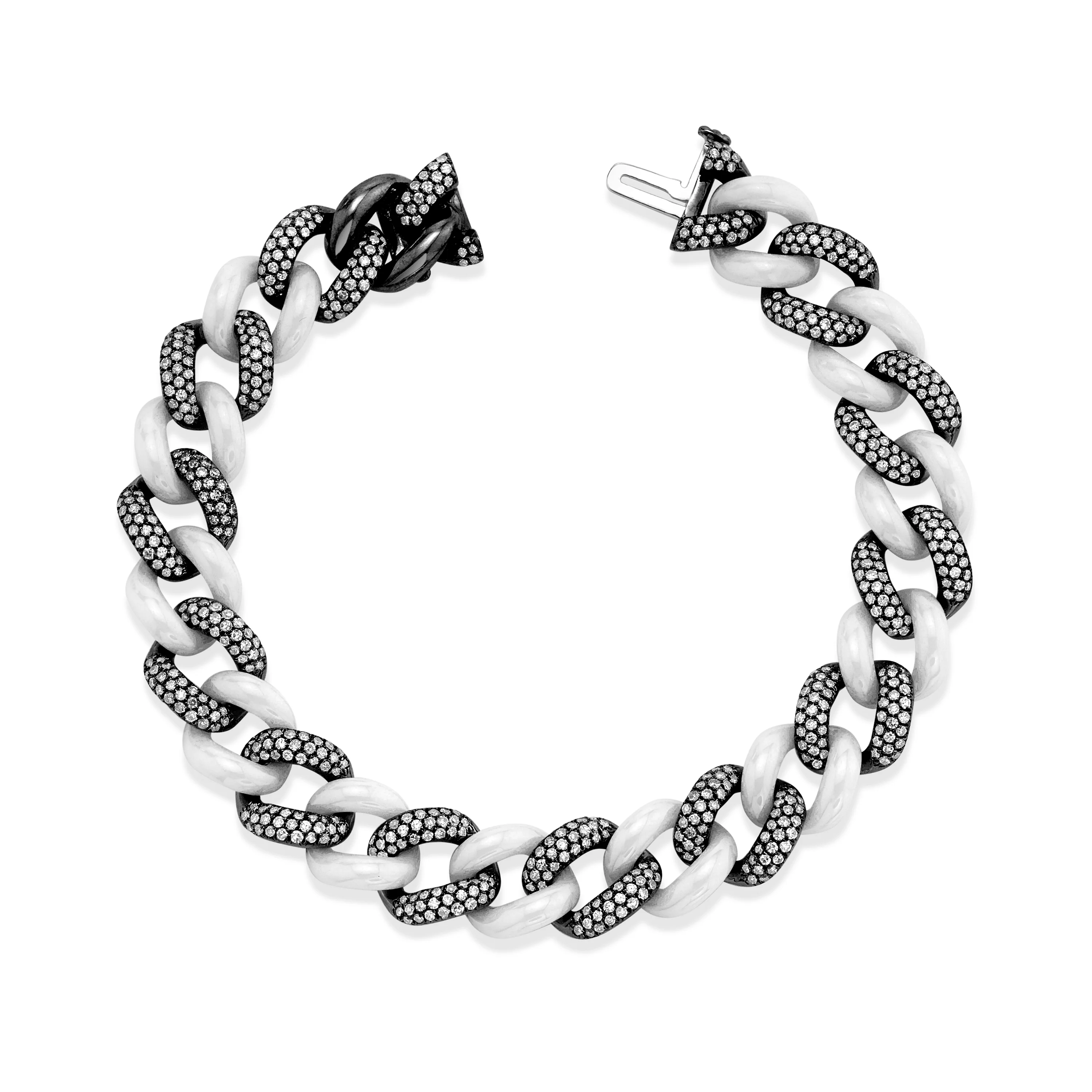READY TO SHIP DIAMOND PAVE & WHITE CERAMIC ESSENTIAL LINK BRACELET - Image 3