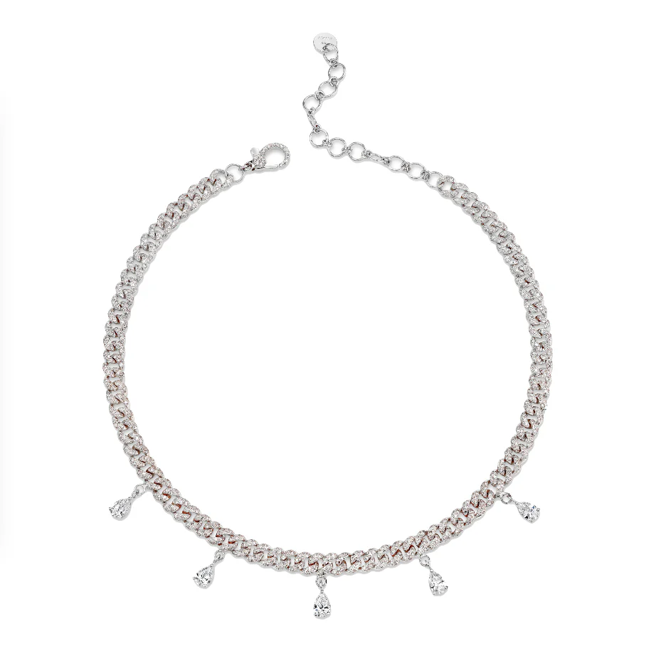 READY TO SHIP DIAMOND PEAR DROP LINK CHOKER