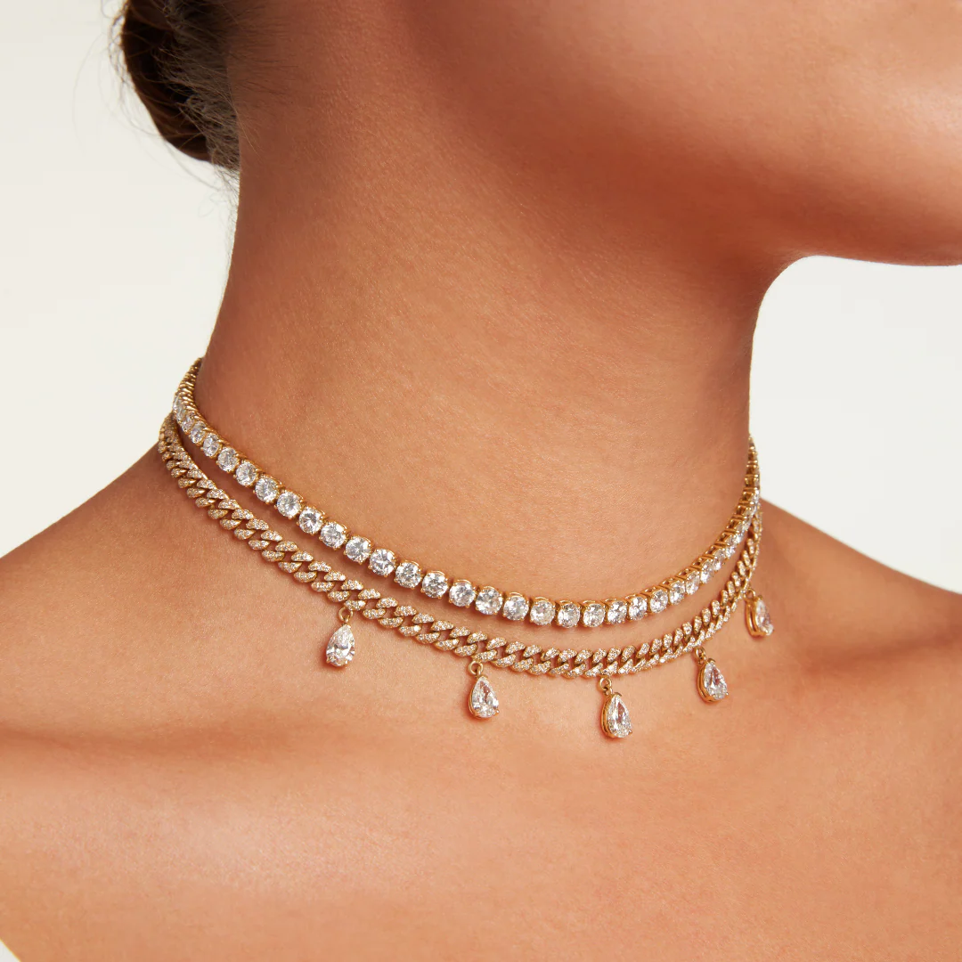 READY TO SHIP DIAMOND PEAR DROP LINK CHOKER - Image 2
