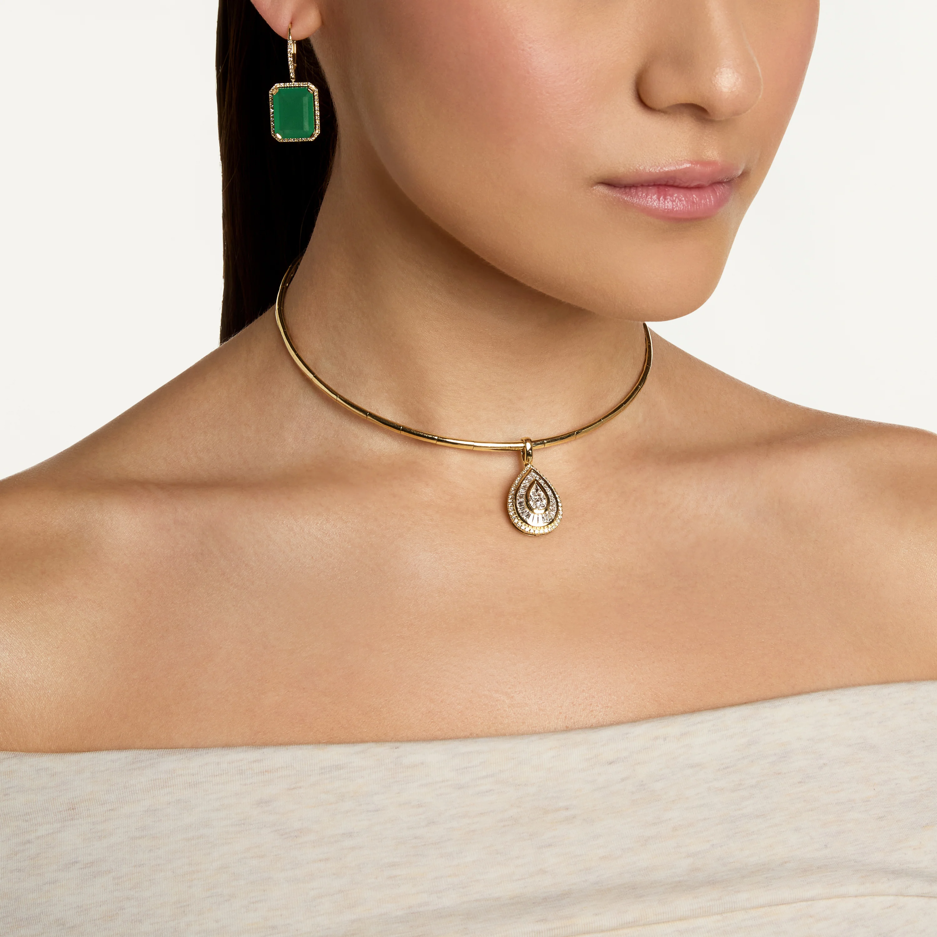 READY TO SHIP MIXED DIAMOND PEAR COLLAR - Image 2