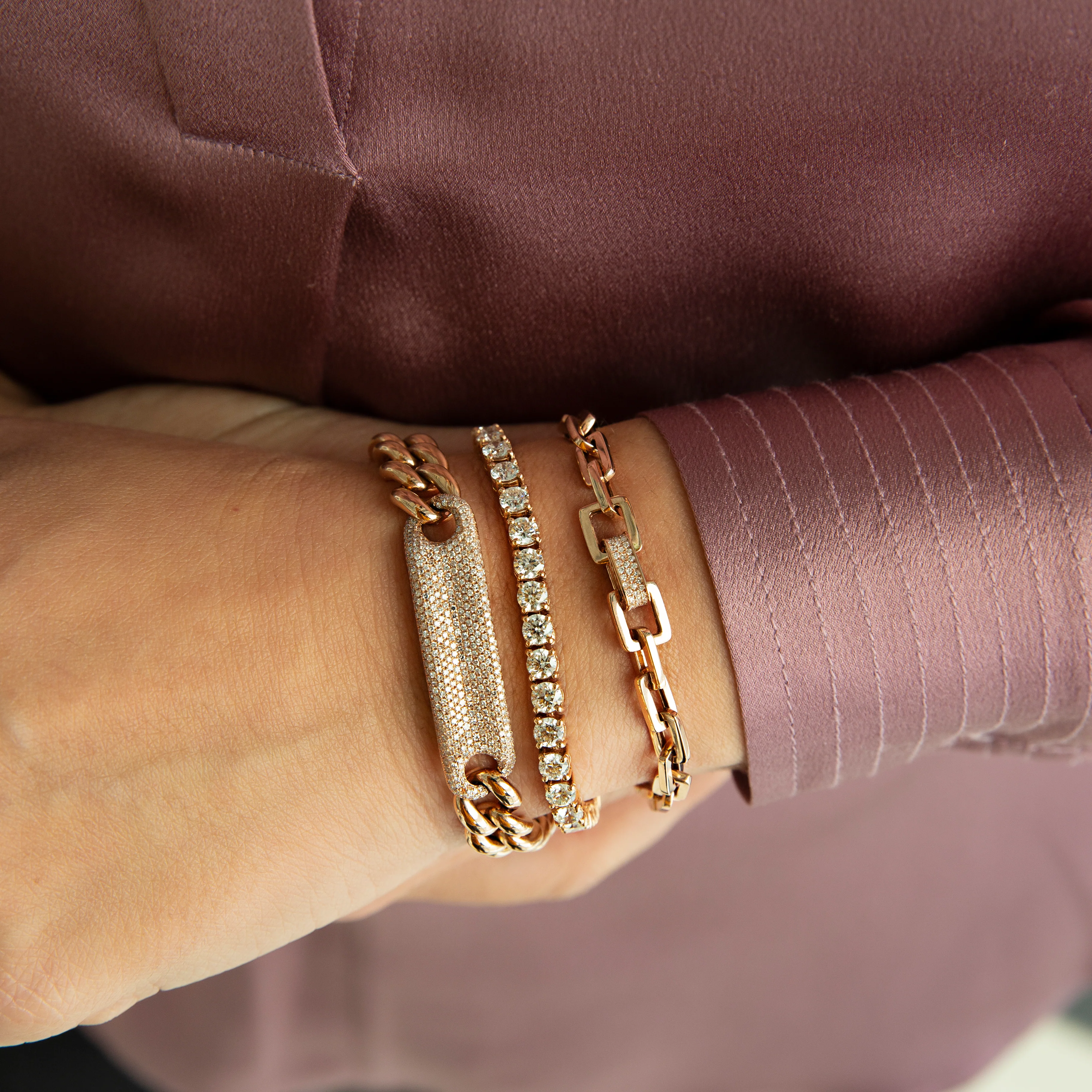 READY TO SHIP DIAMOND SINGLE DECO LINK BRACELET - Image 3