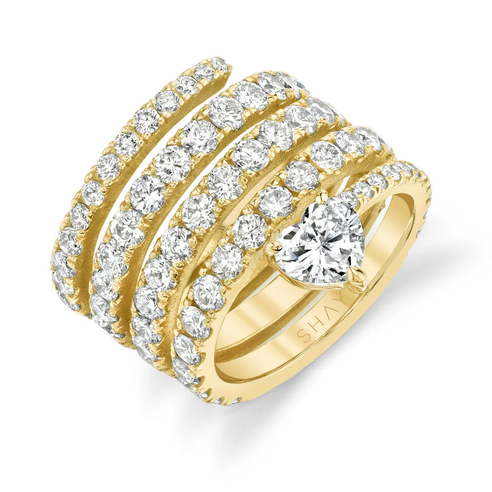 READY TO SHIP DIAMOND SPIRAL HEART PINKY RING - Image 3