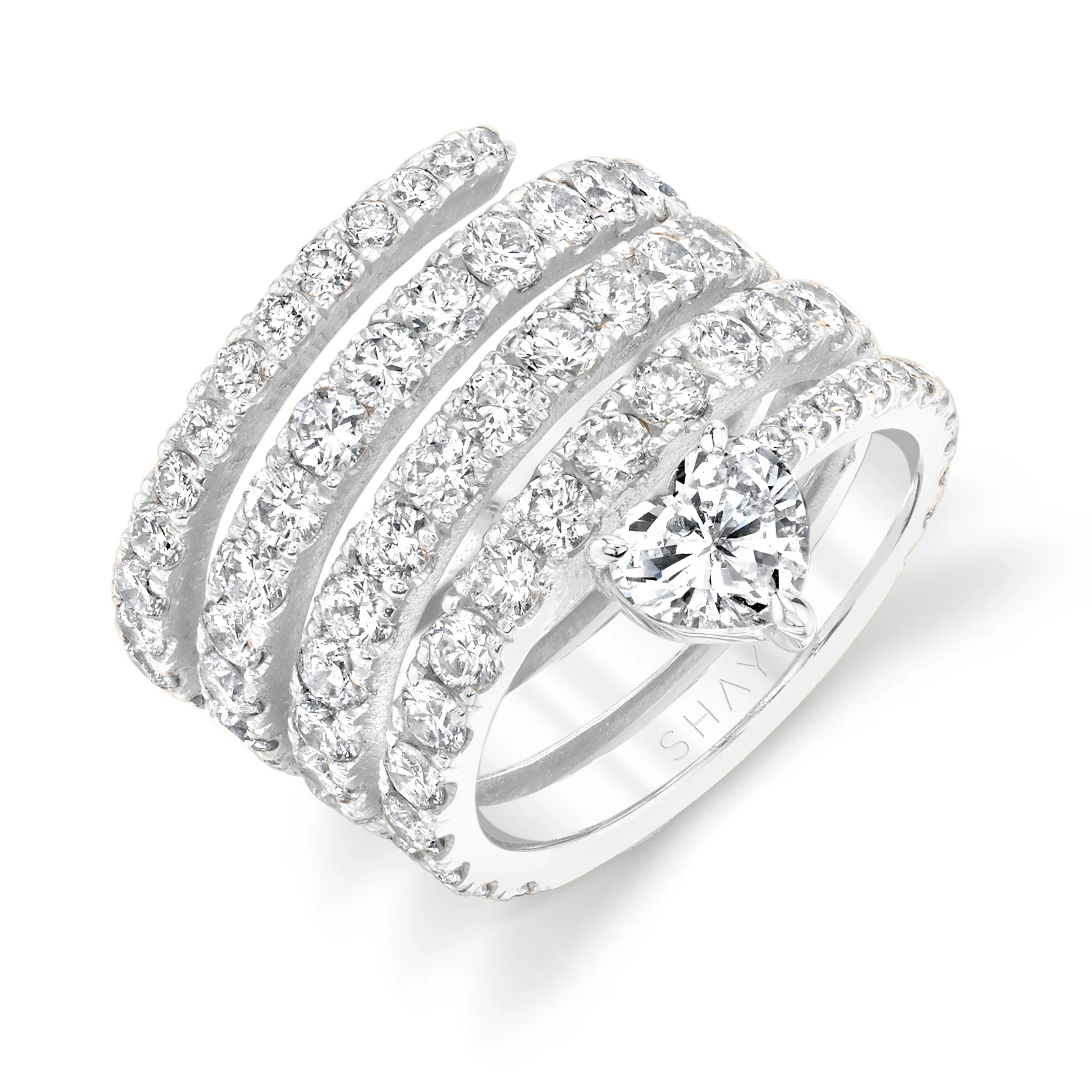 READY TO SHIP DIAMOND SPIRAL HEART PINKY RING - Image 4