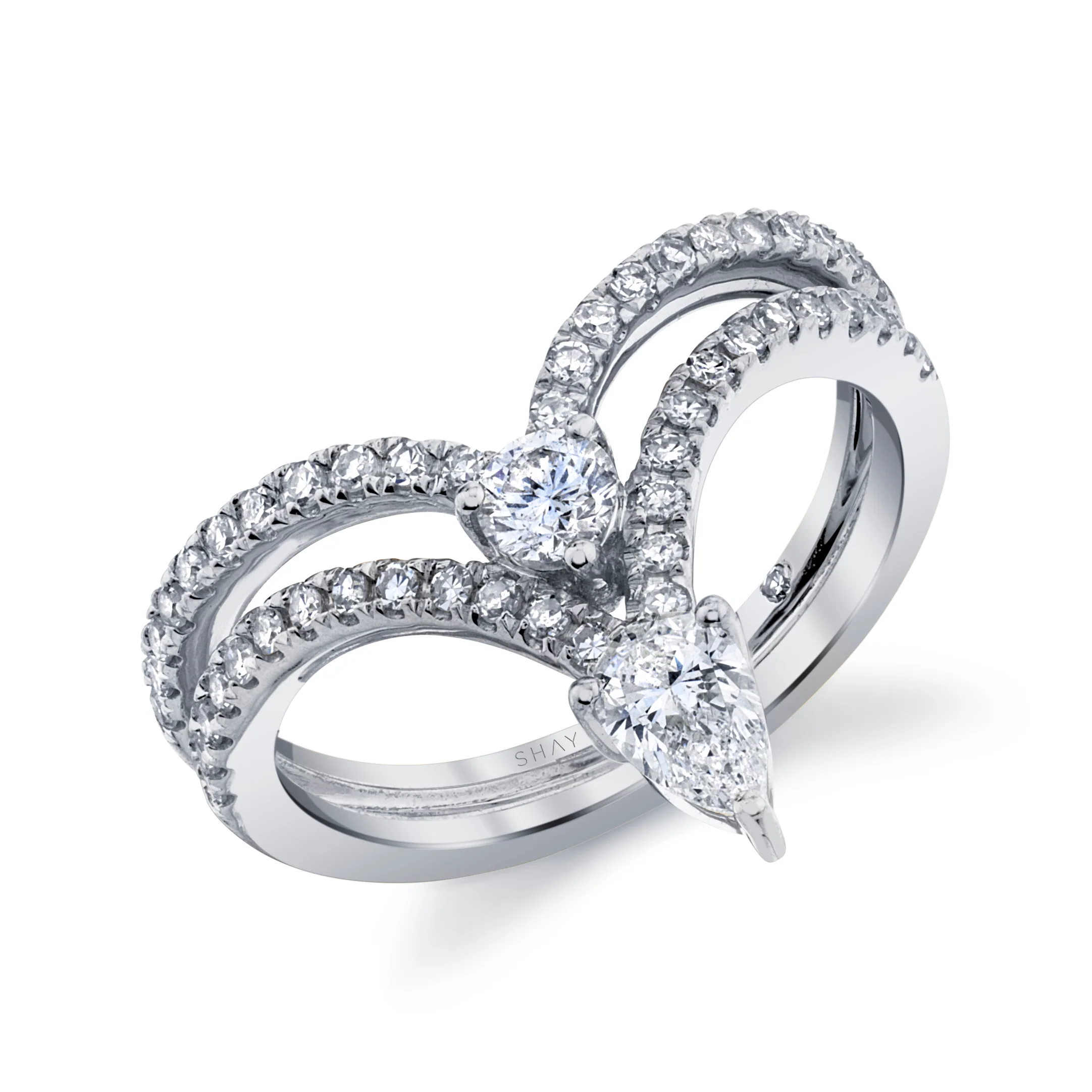 READY TO SHIP DIAMOND STACKED CHEVRON PINKY RING - Image 3