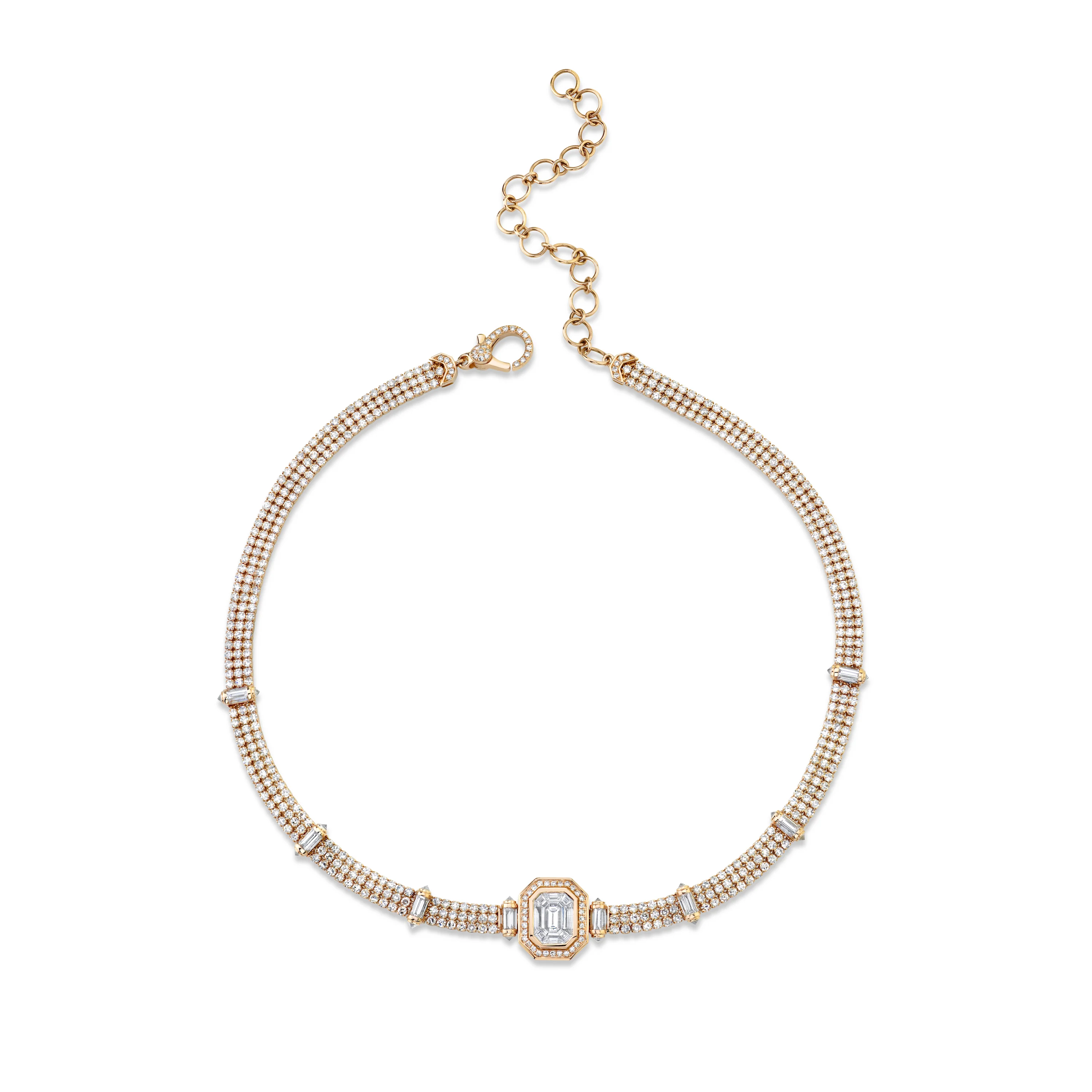 READY TO SHIP DIAMOND TRIPLE THREAD ILLUSION CHOKER