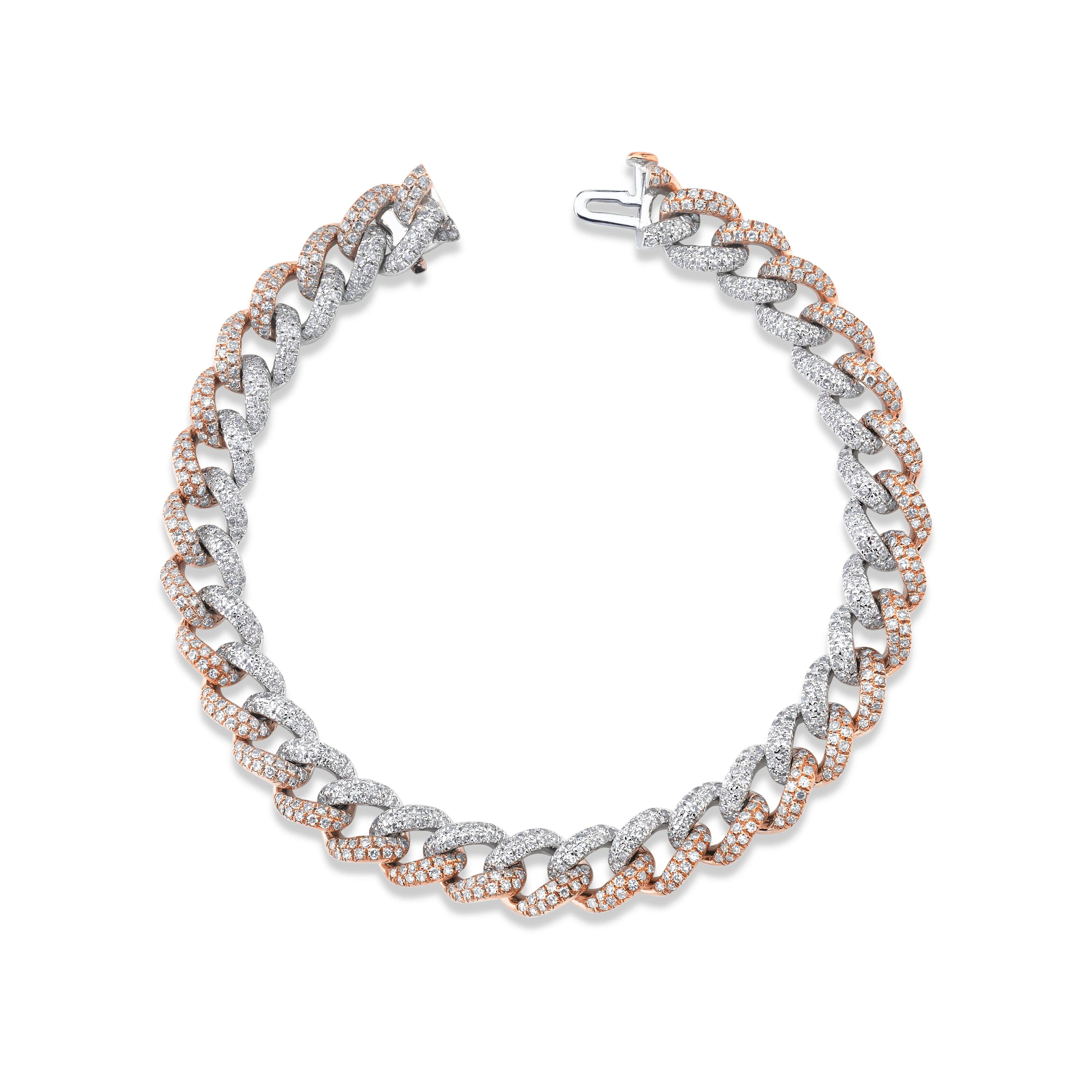 READY TO SHIP DIAMOND TWO-TONE MEDIUM PAVE LINK BRACELET - Image 3
