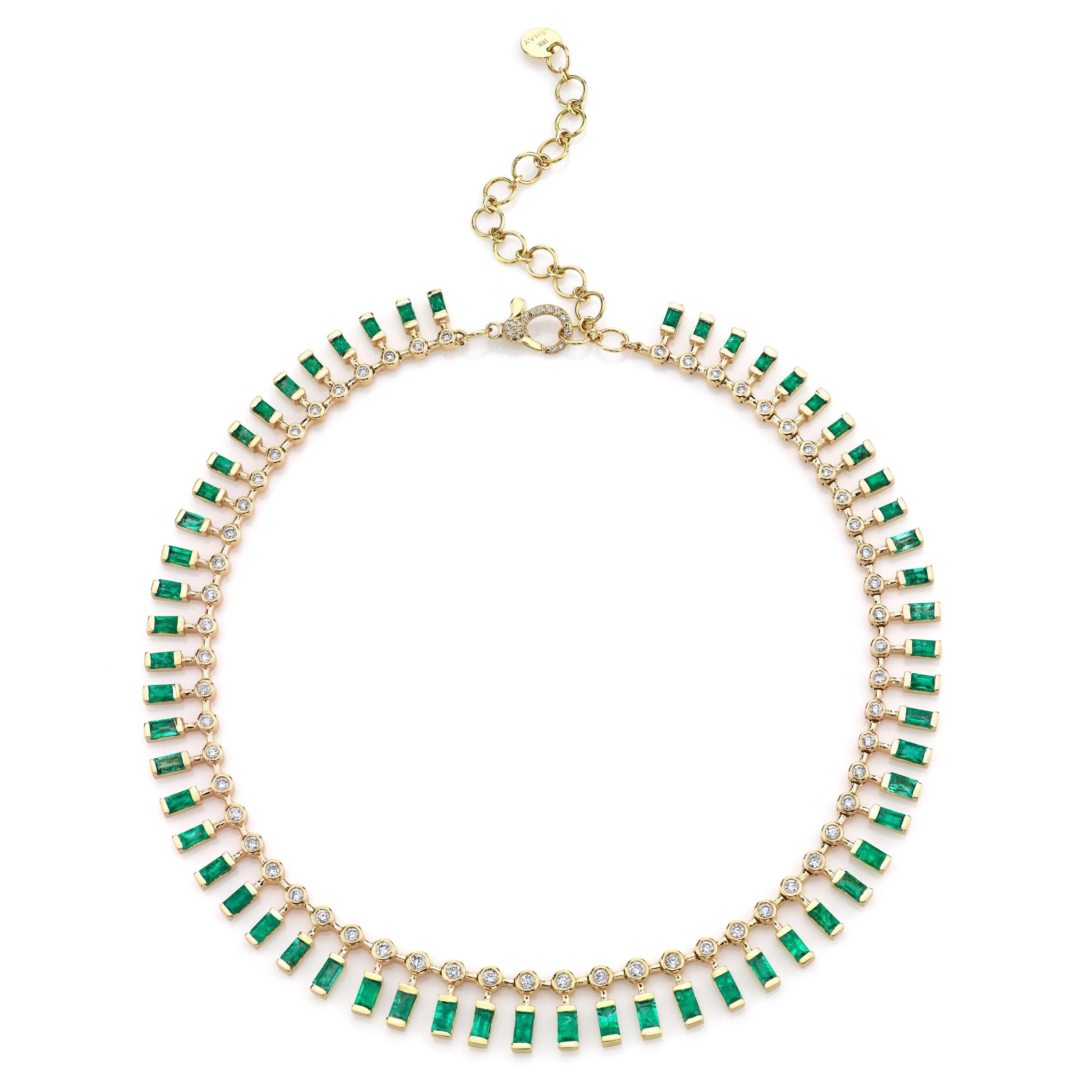 READY TO SHIP DOT-DASH EMERALD & DIAMOND CHOKER