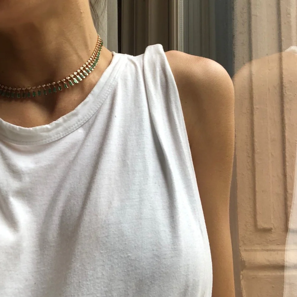 READY TO SHIP DOT-DASH EMERALD & DIAMOND CHOKER - Image 4