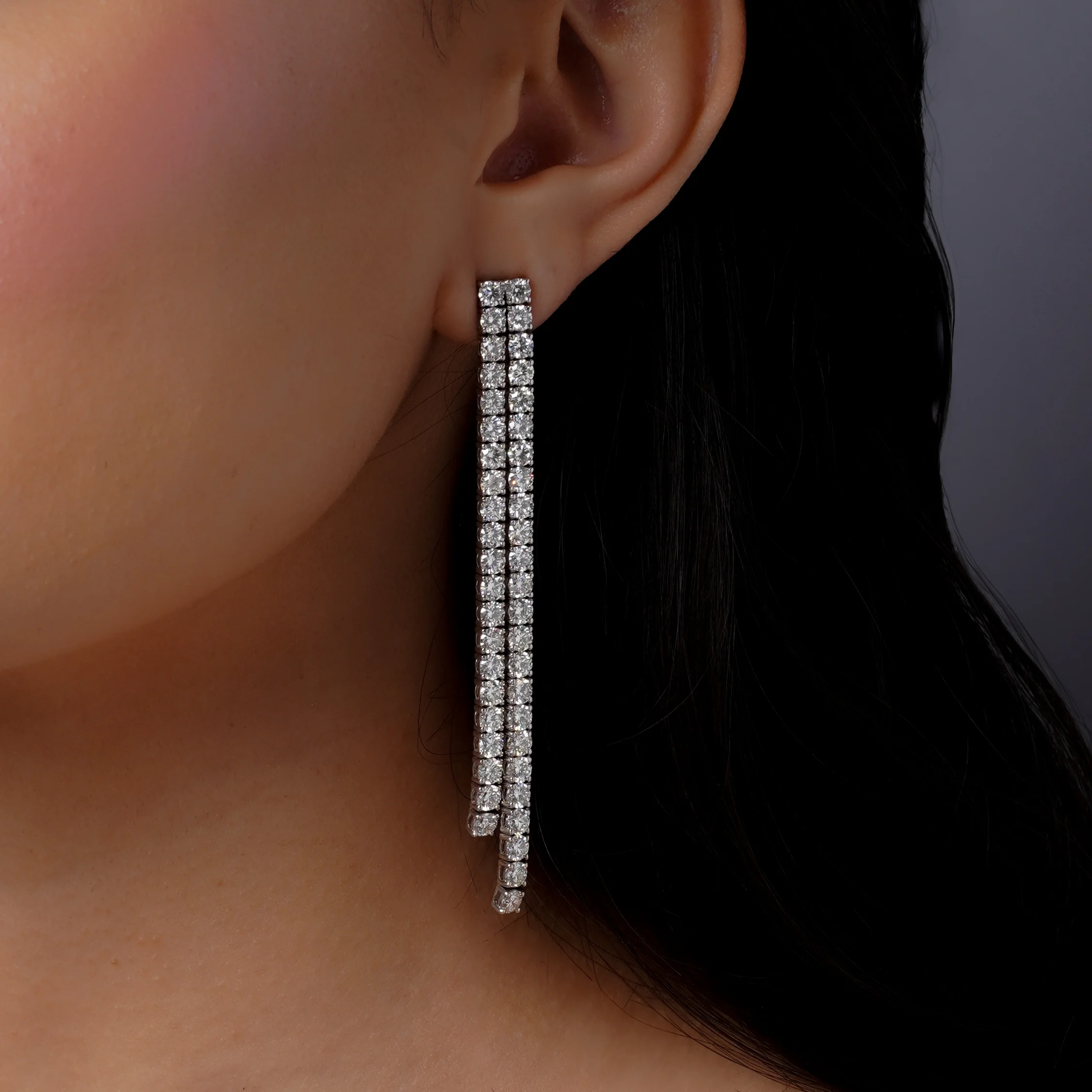 DOUBLE DIAMOND TENNIS DROP EARRINGS - Image 2