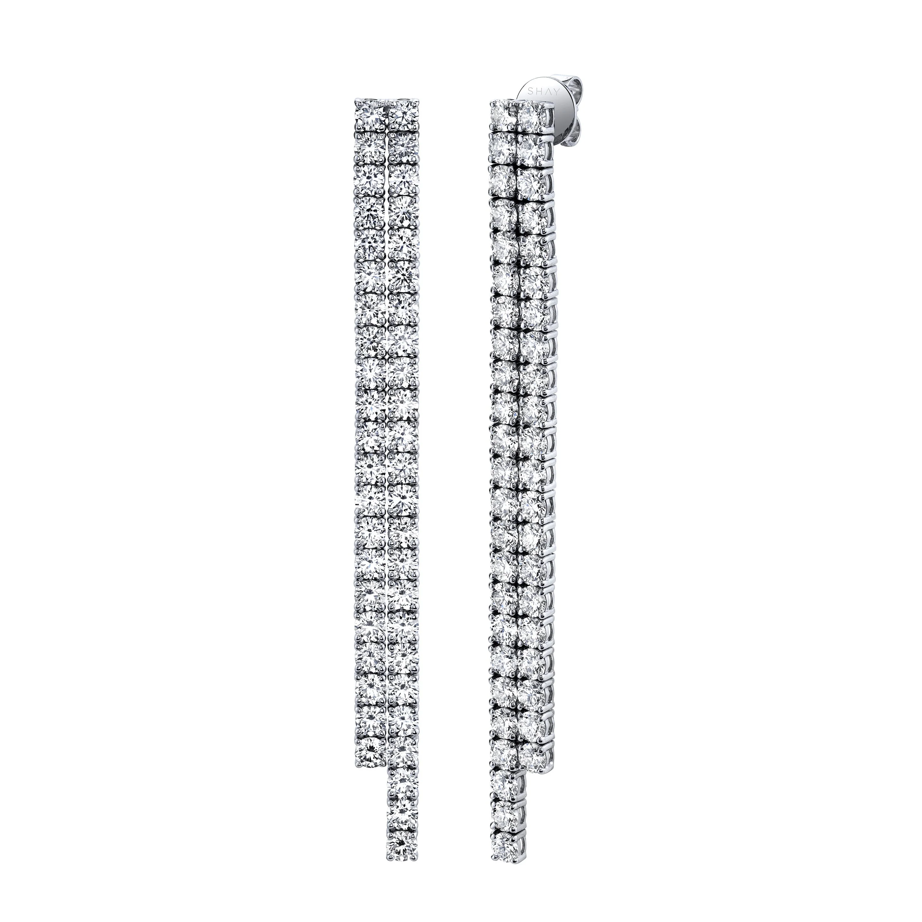 DOUBLE DIAMOND TENNIS DROP EARRINGS - Image 3