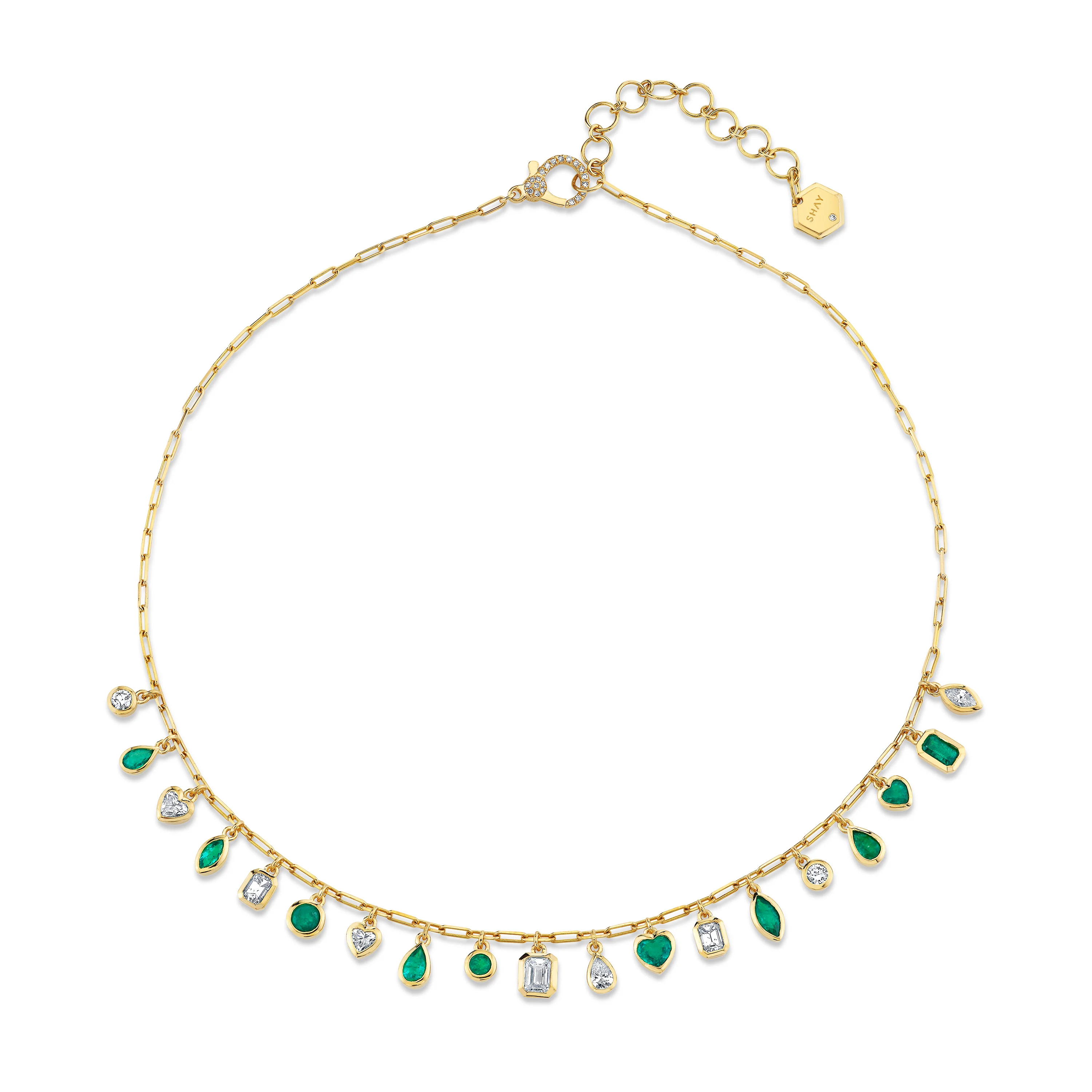 READY TO SHIP EMERALD & DIAMOND MIXED DROP NECKLACE