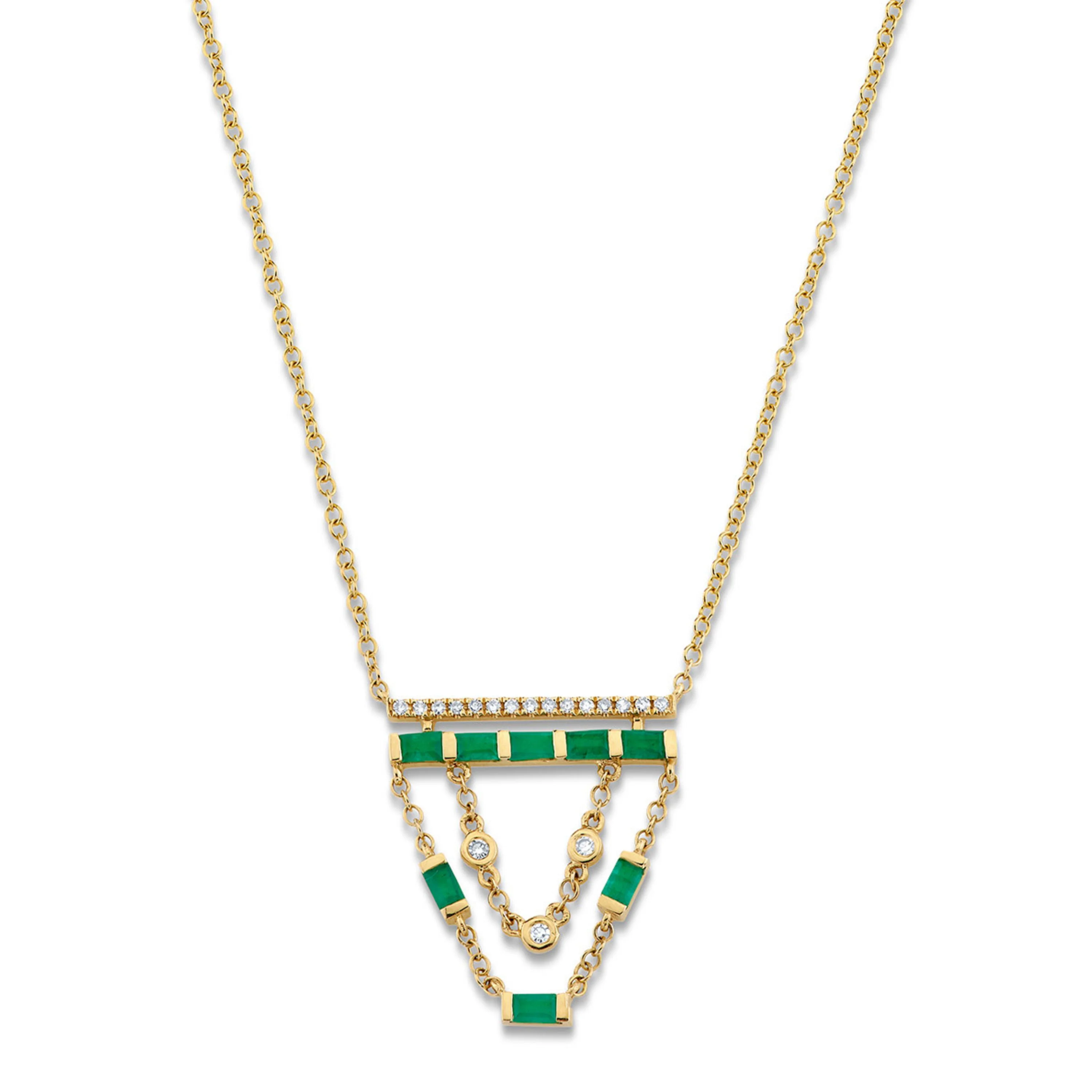 READY TO SHIP EMERALD & DIAMOND CASCADE NECKLACE
