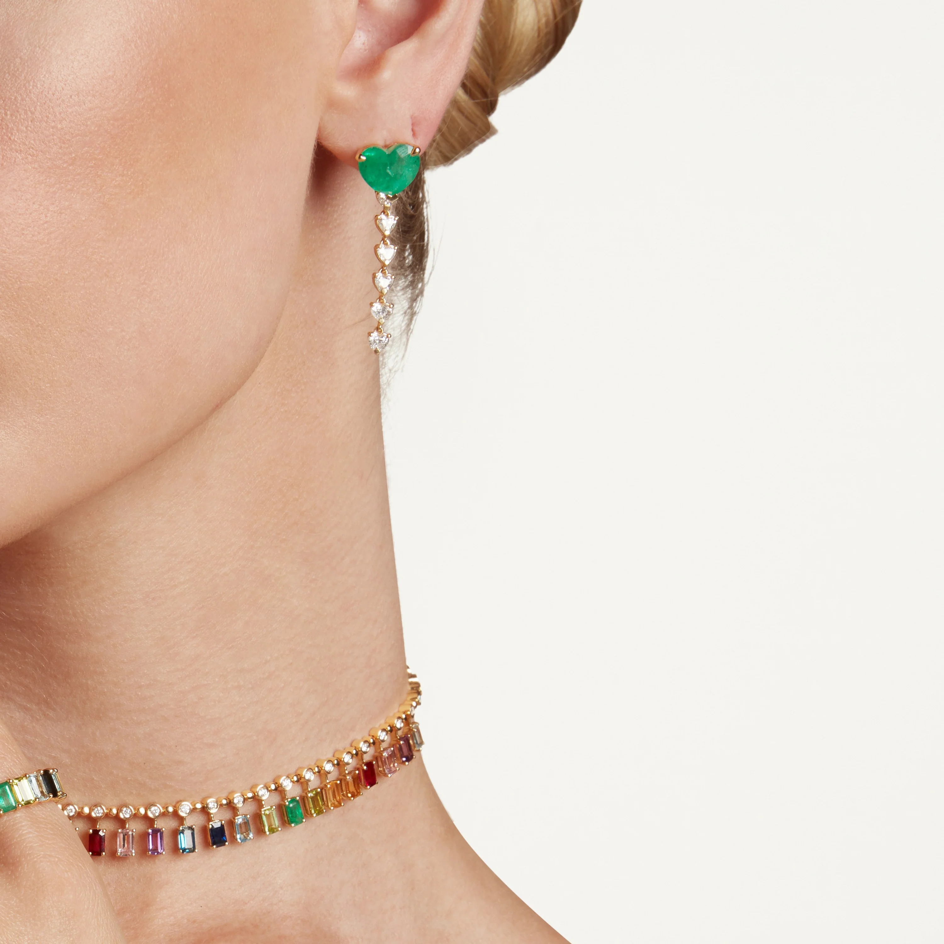 READY TO SHIP EMERALD & DIAMOND HEART EAR JACKETS - Image 2