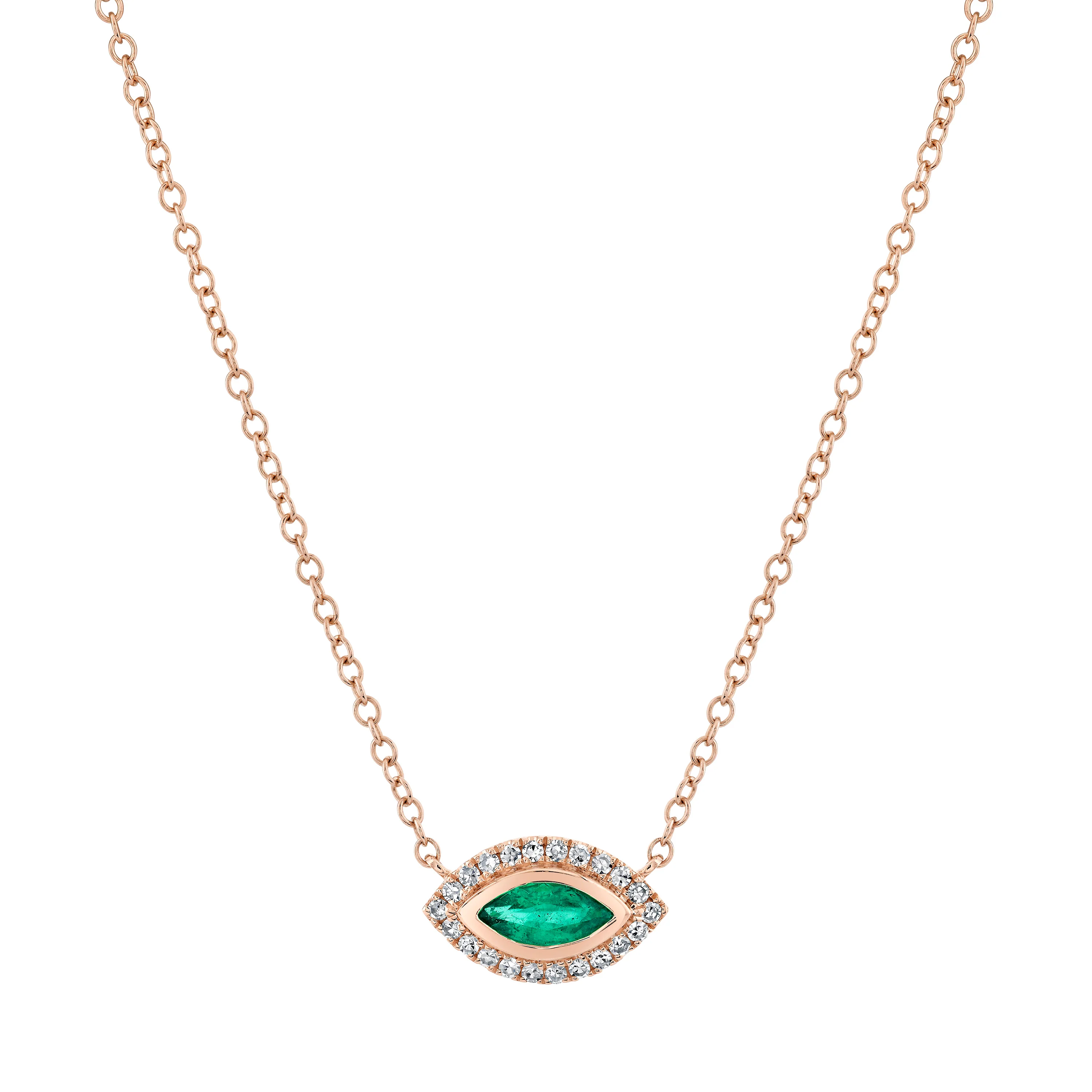 READY TO SHIP EMERALD & DIAMOND MINI EVIL EYE NECKLACE - Image 3