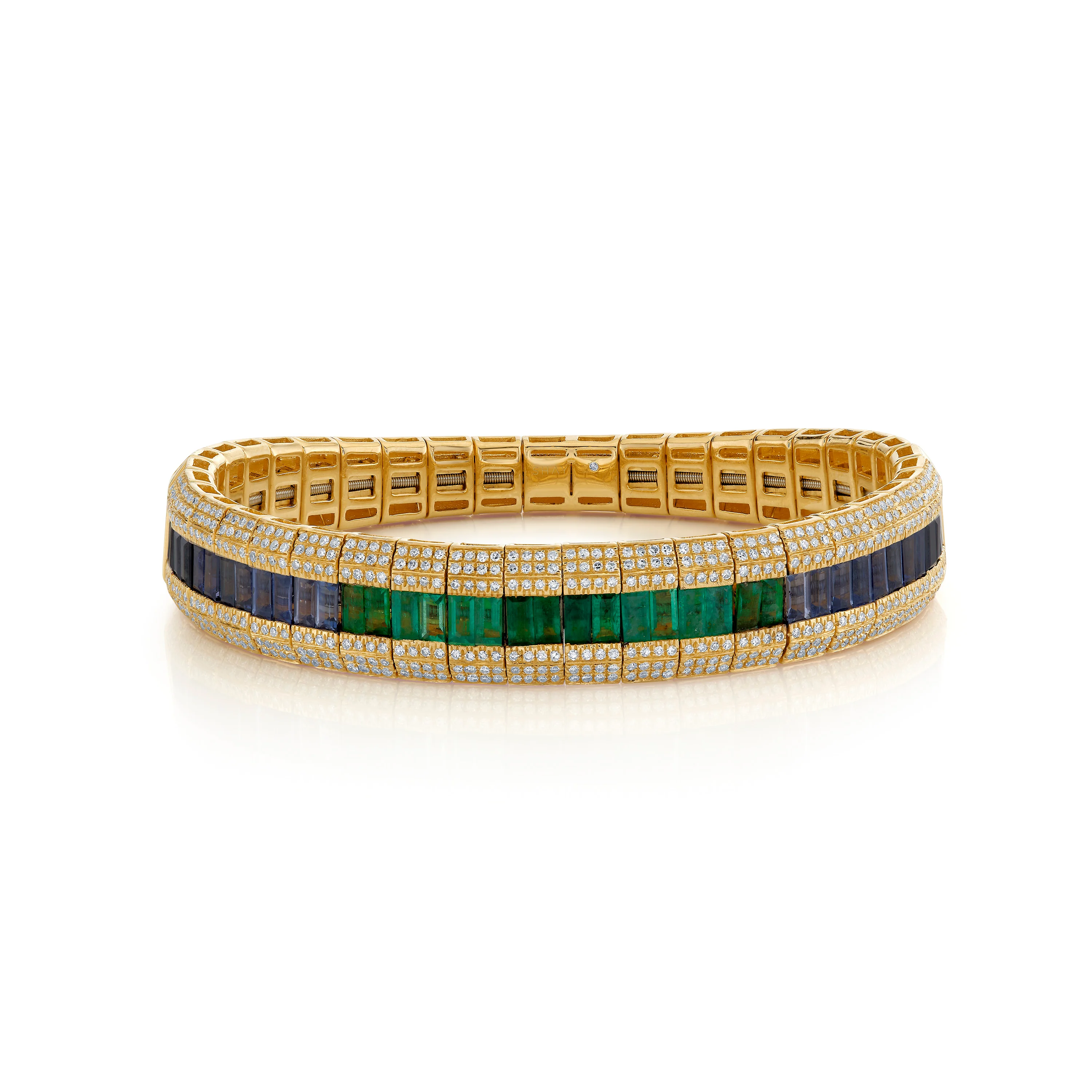 EMERALD & DIAMOND OMBRE STRETCH BRACELET - Image 3
