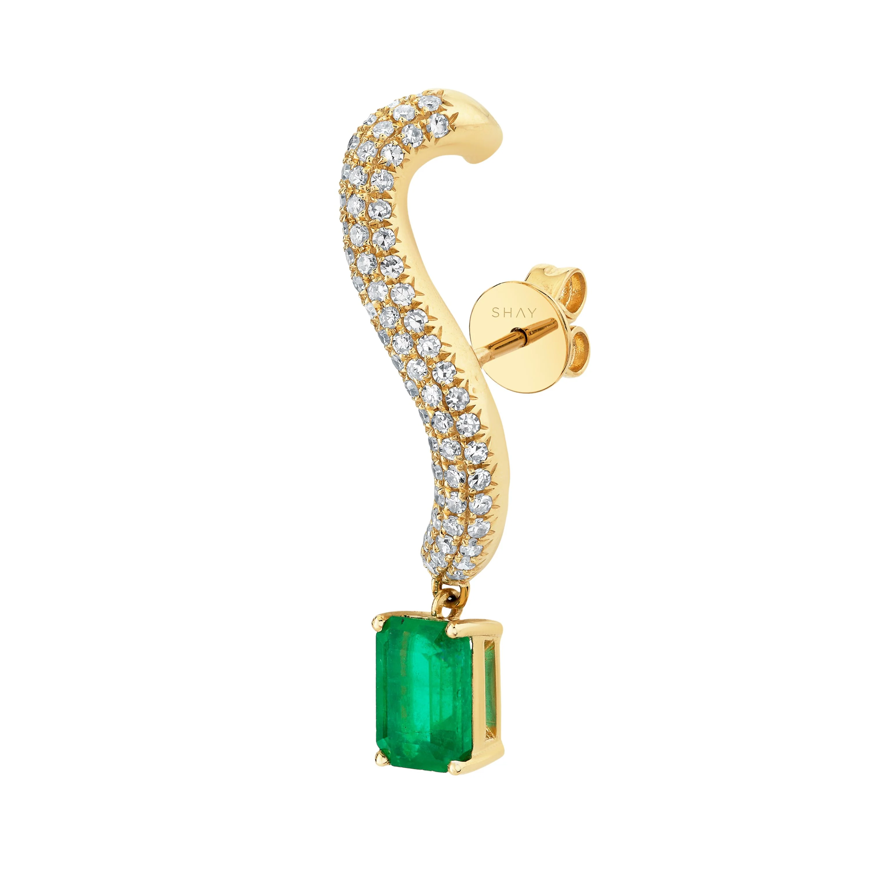 EMERALD & DIAMOND PAVE EAR CRAWLER - Image 2