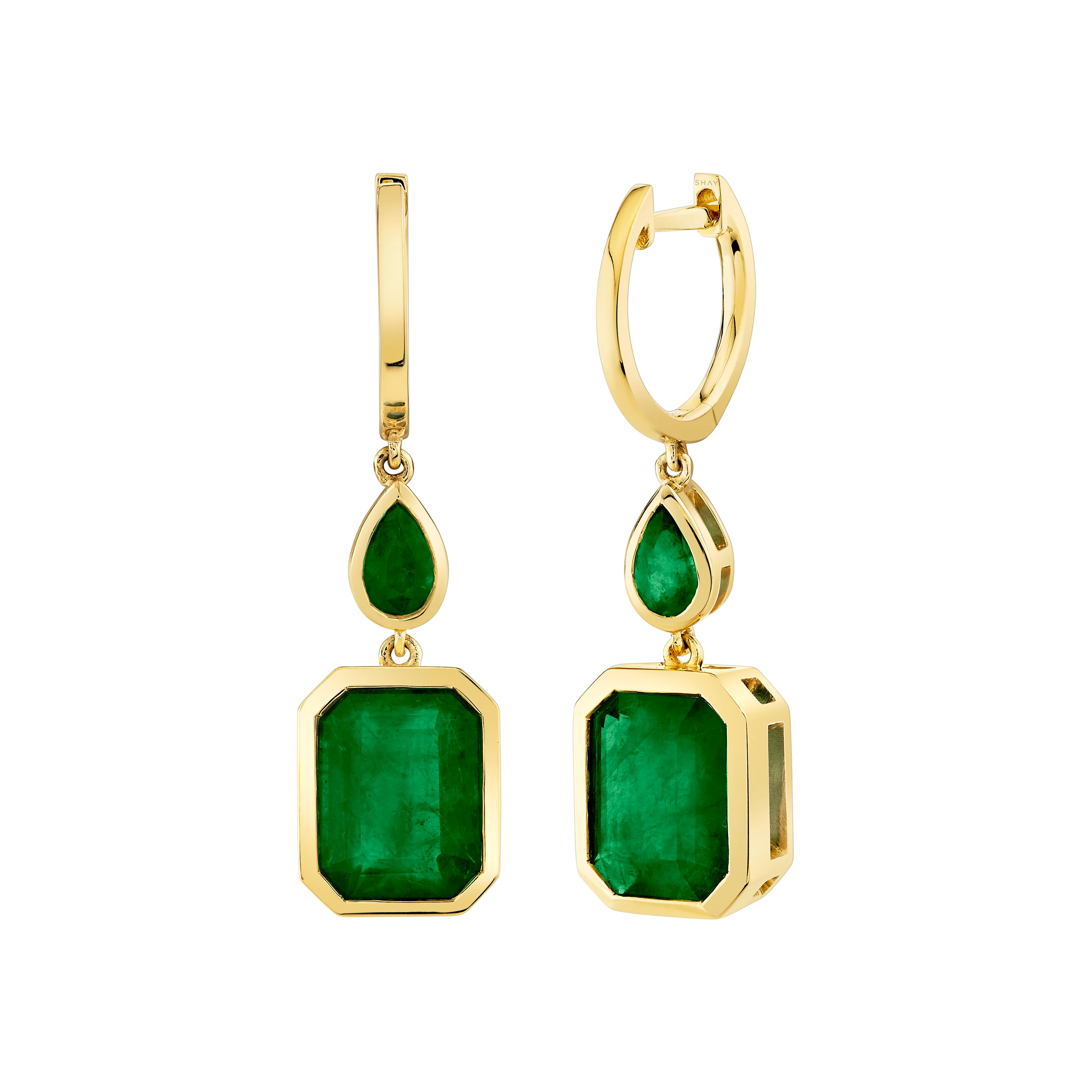 READY TO SHIP EMERALD DOUBLE BEZEL DROP EARRINGS