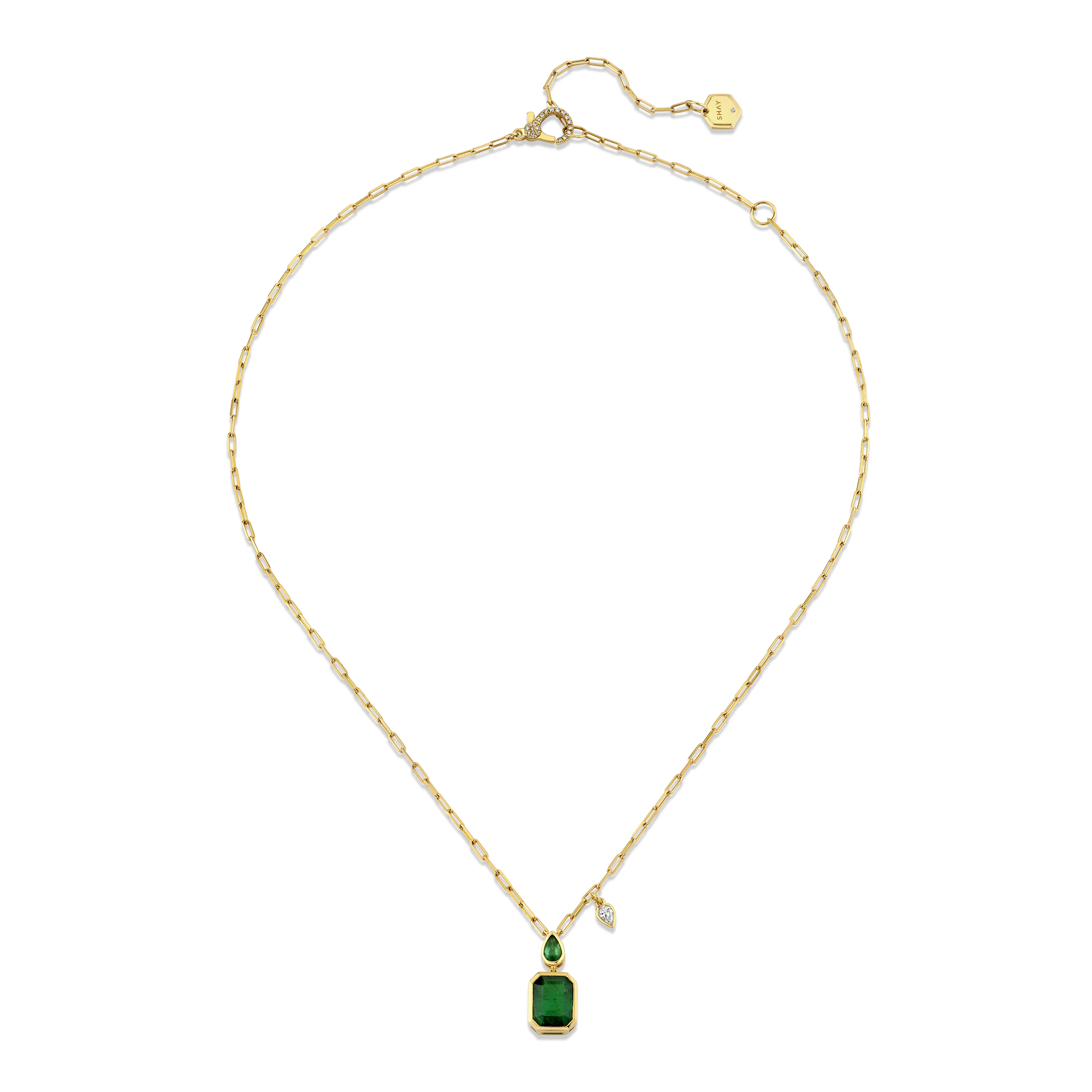 READY TO SHIP EMERALD DOUBLE DROP NECKLACE - Image 3