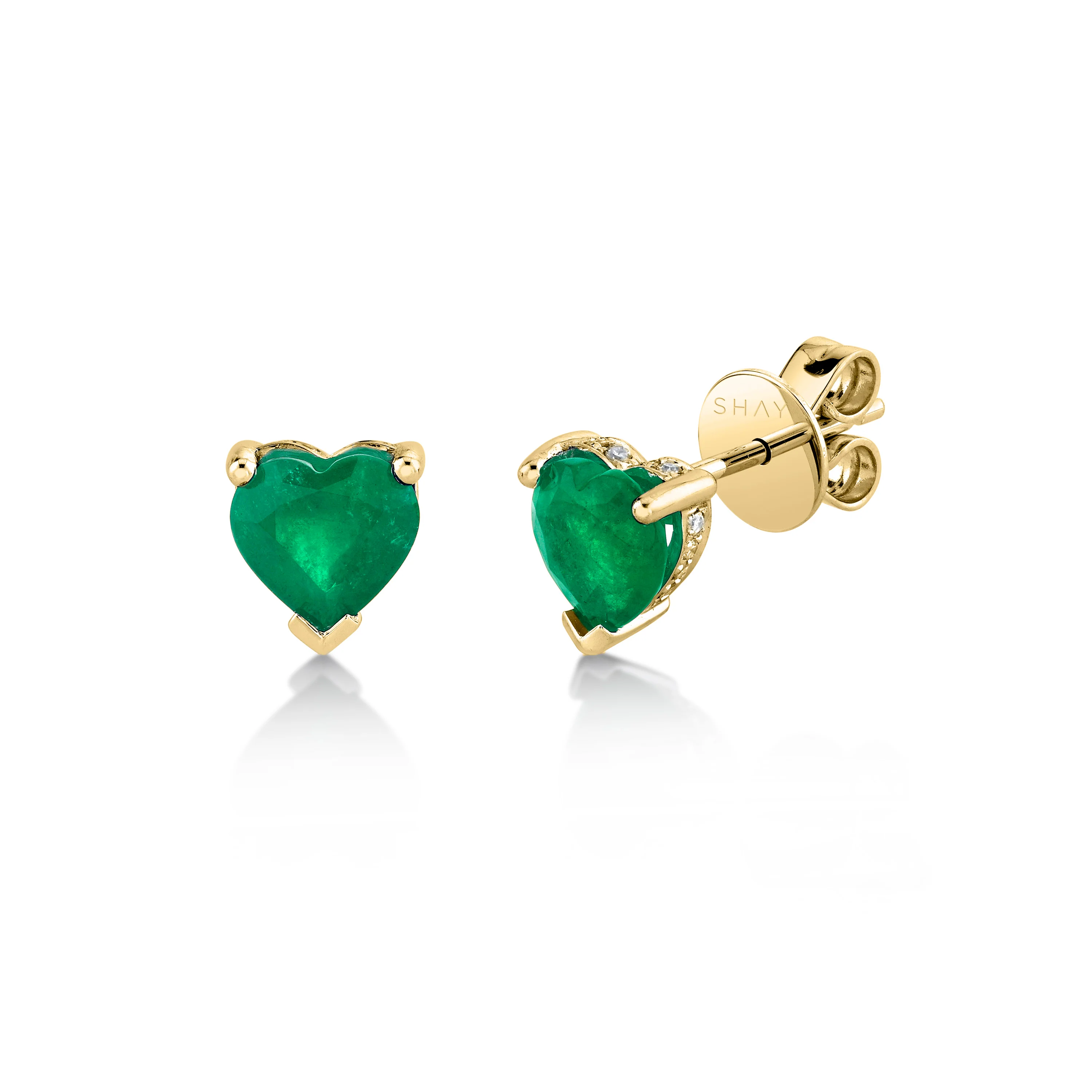 READY TO SHIP EMERALD HEART HALO STUDS