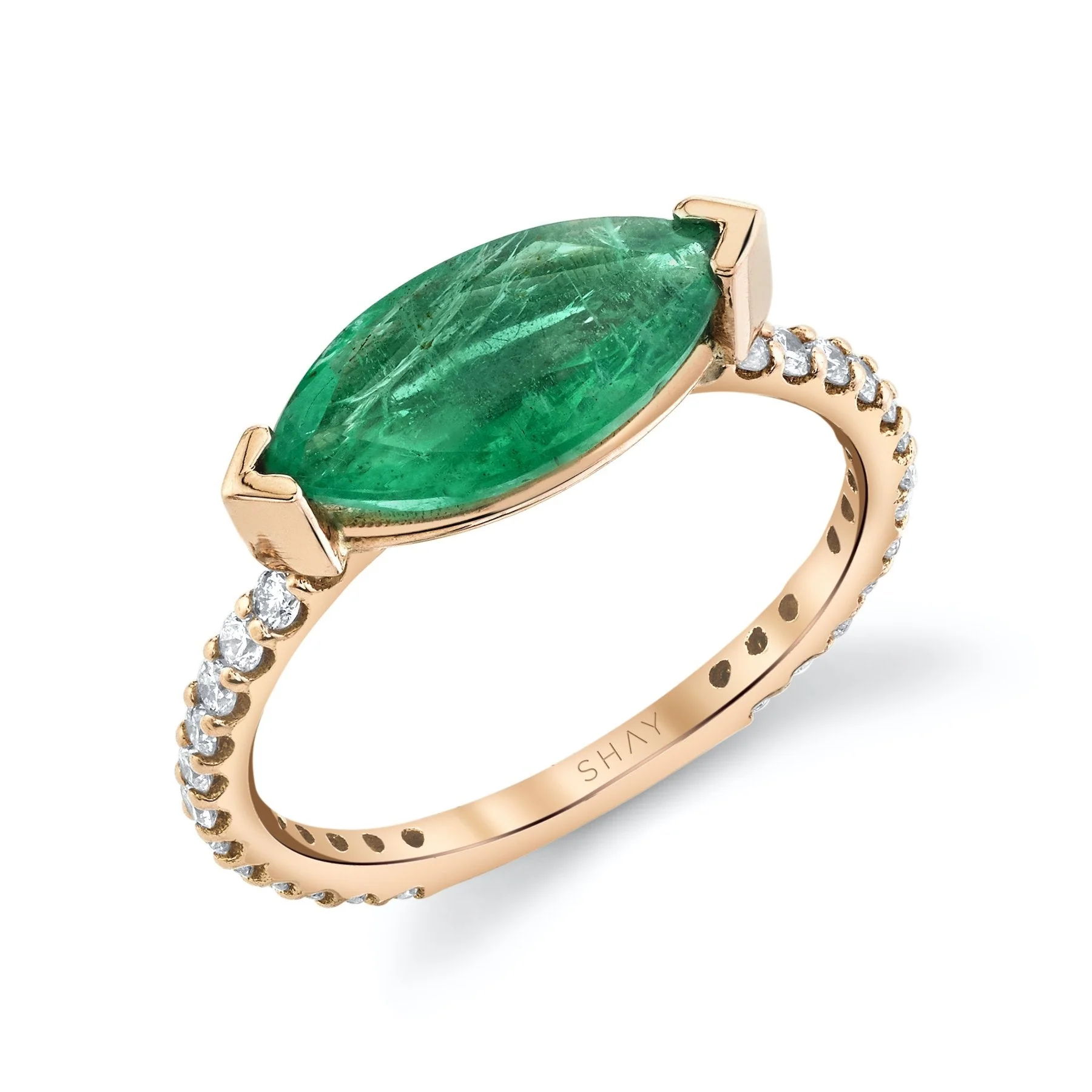 READY TO SHIP EMERALD MARQUISE PINKY RING