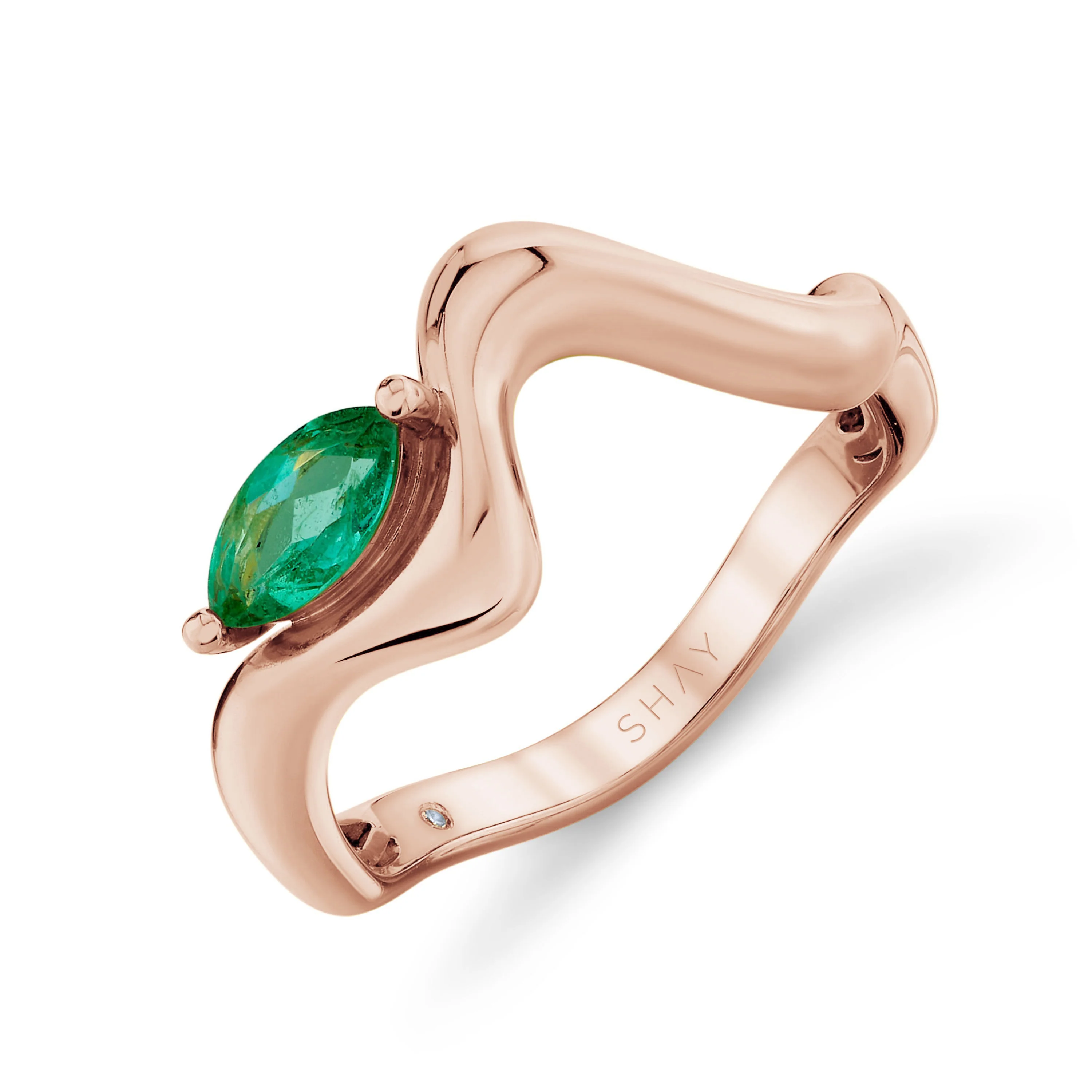 EMERALD MARQUISE WAVE RING - Image 3