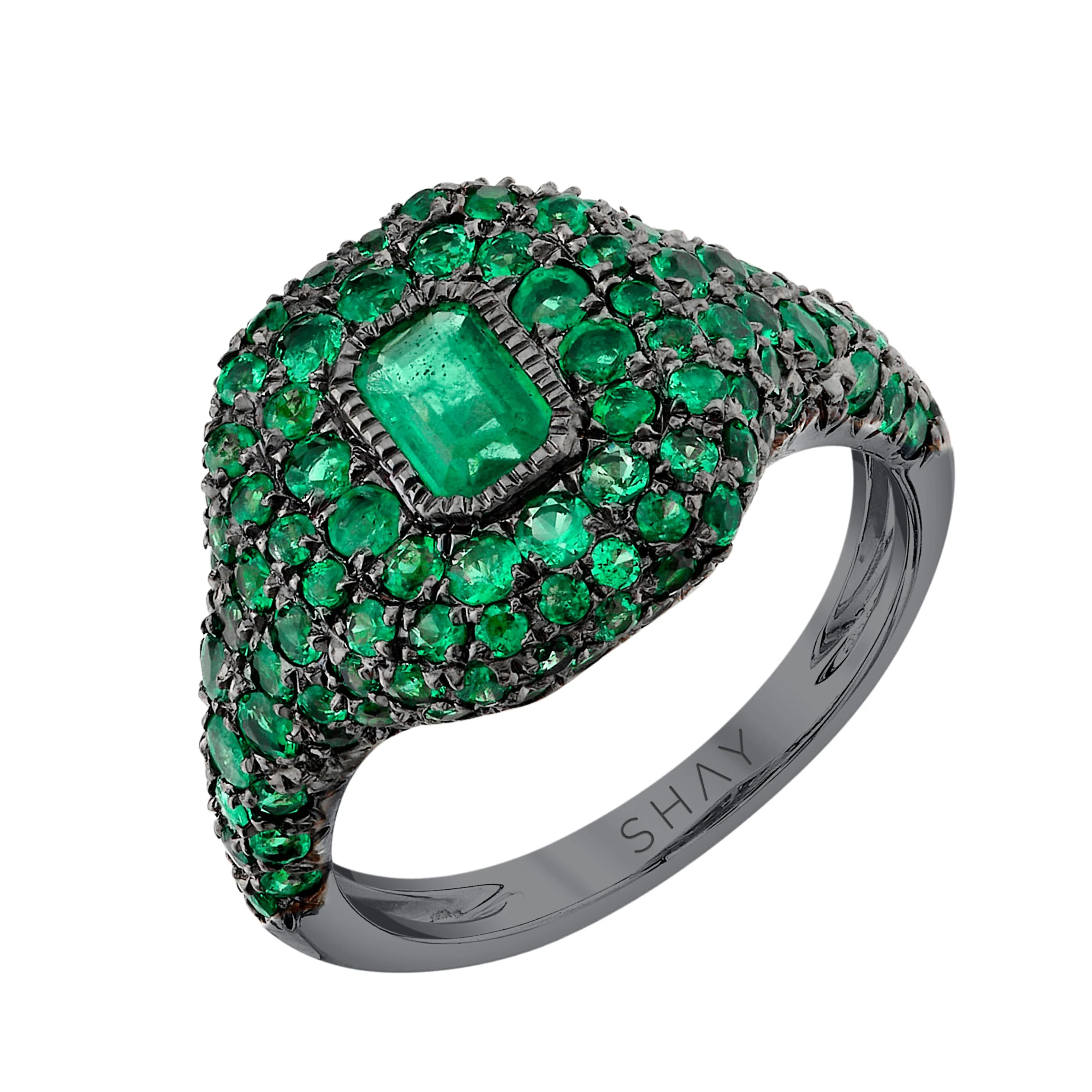 READY TO SHIP EMERALD PAVE PINKY RING - Image 3