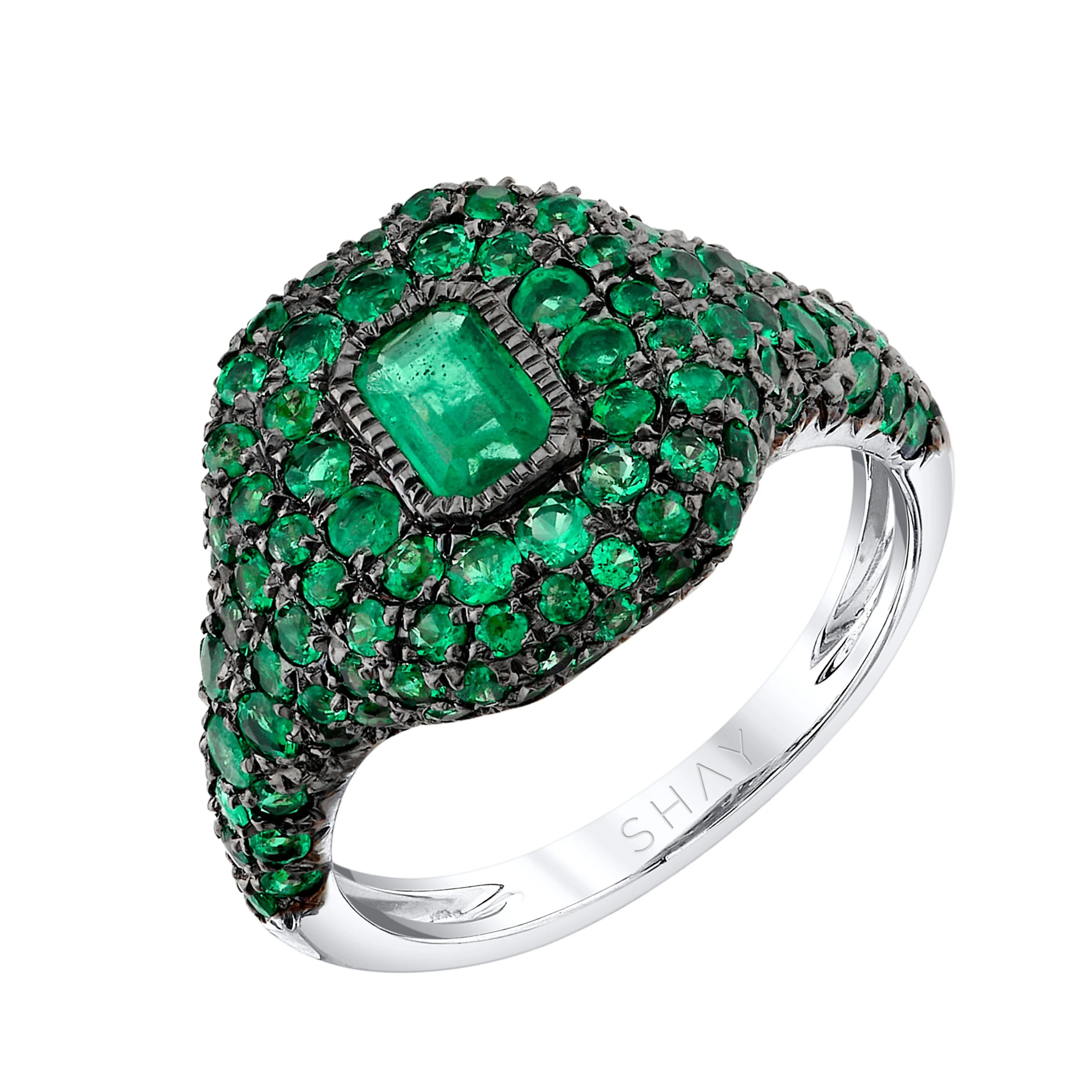 READY TO SHIP EMERALD PAVE PINKY RING - Image 4