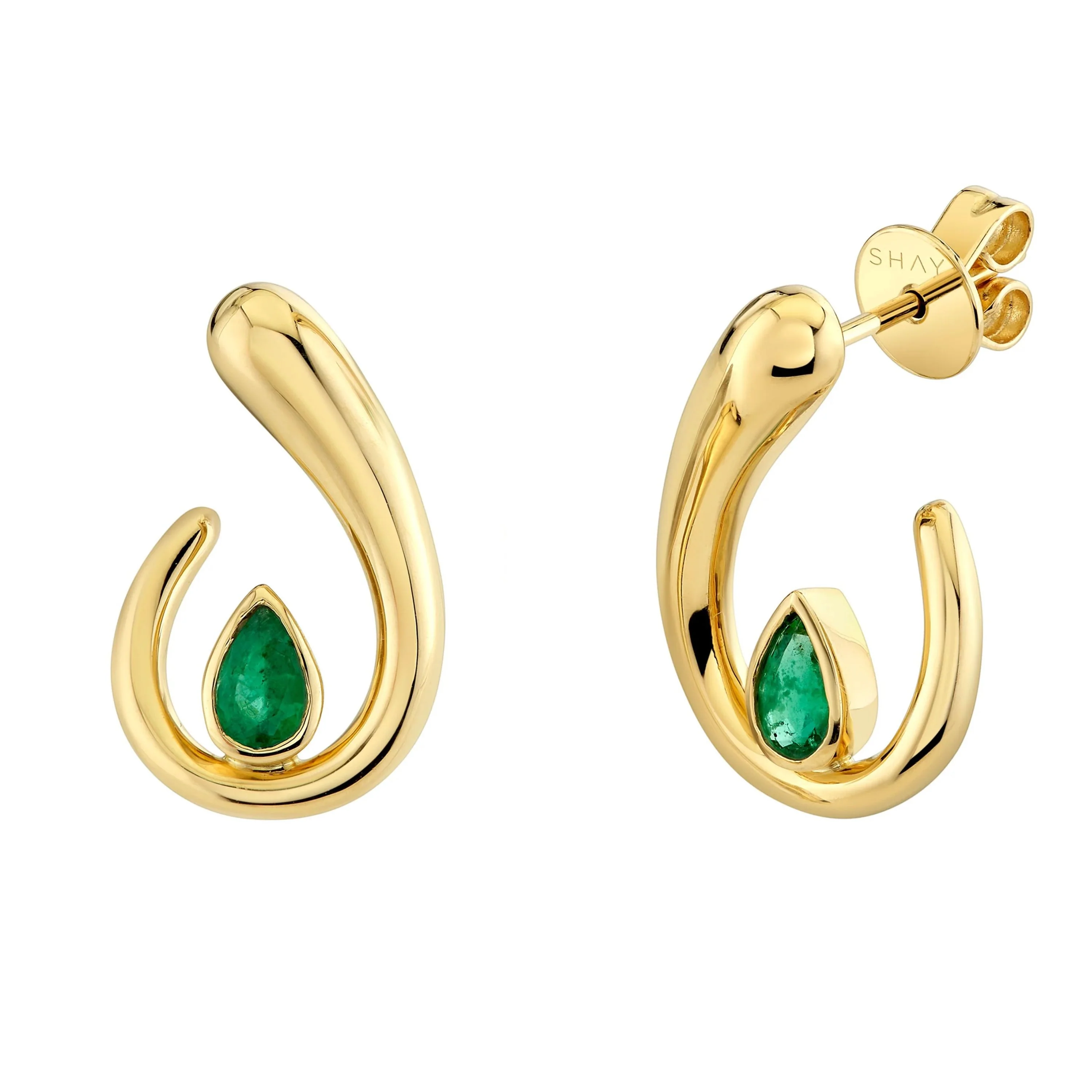 READY TO SHIP EMERALD PEAR LOOP EARRINGS