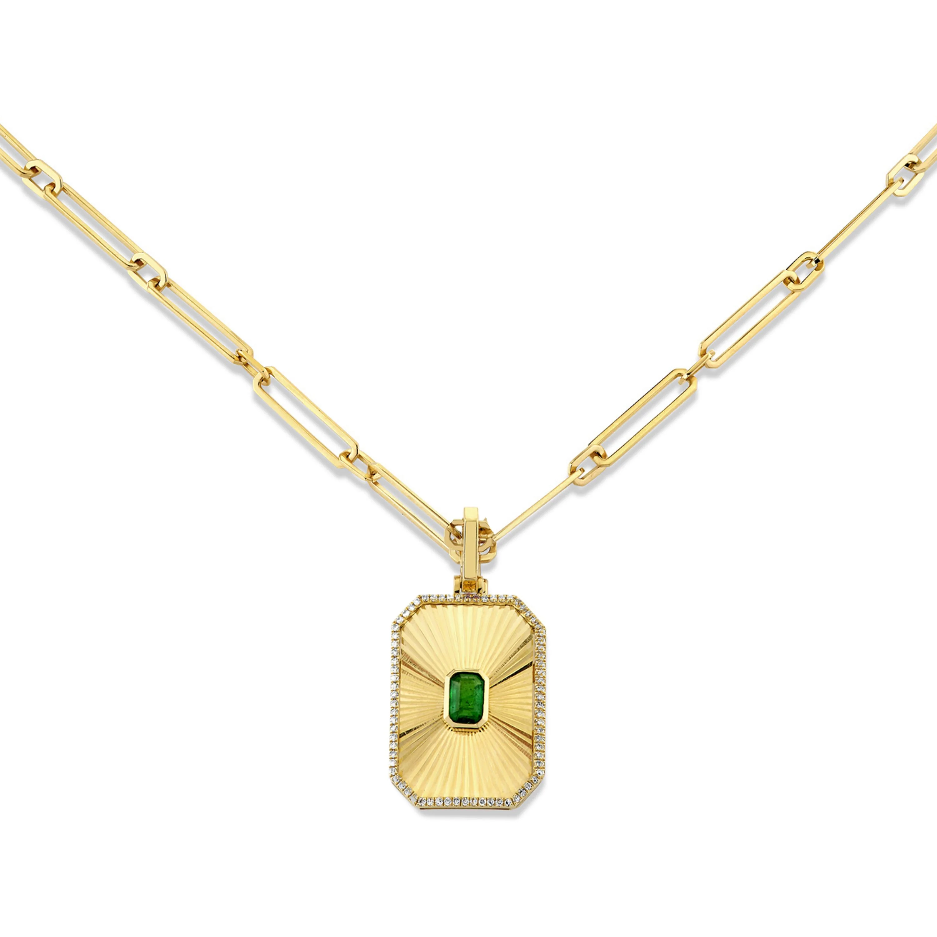 READY TO SHIP EMERALD RADIANT DECO NECKLACE