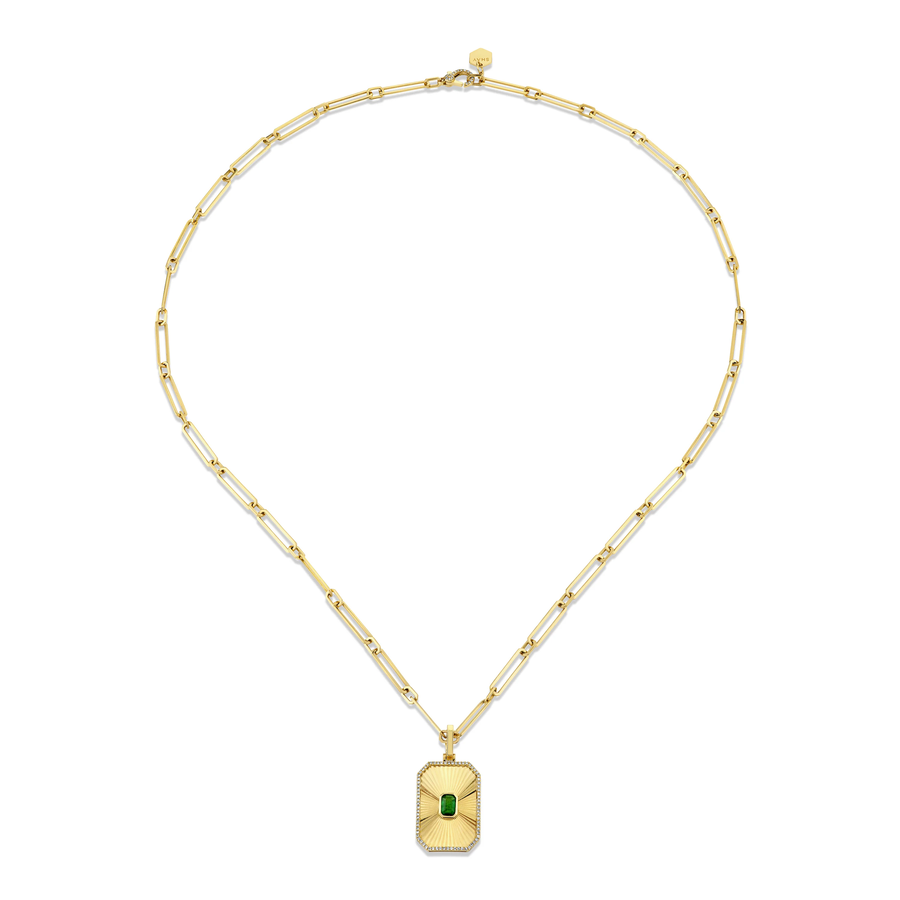 READY TO SHIP EMERALD RADIANT DECO NECKLACE - Image 3