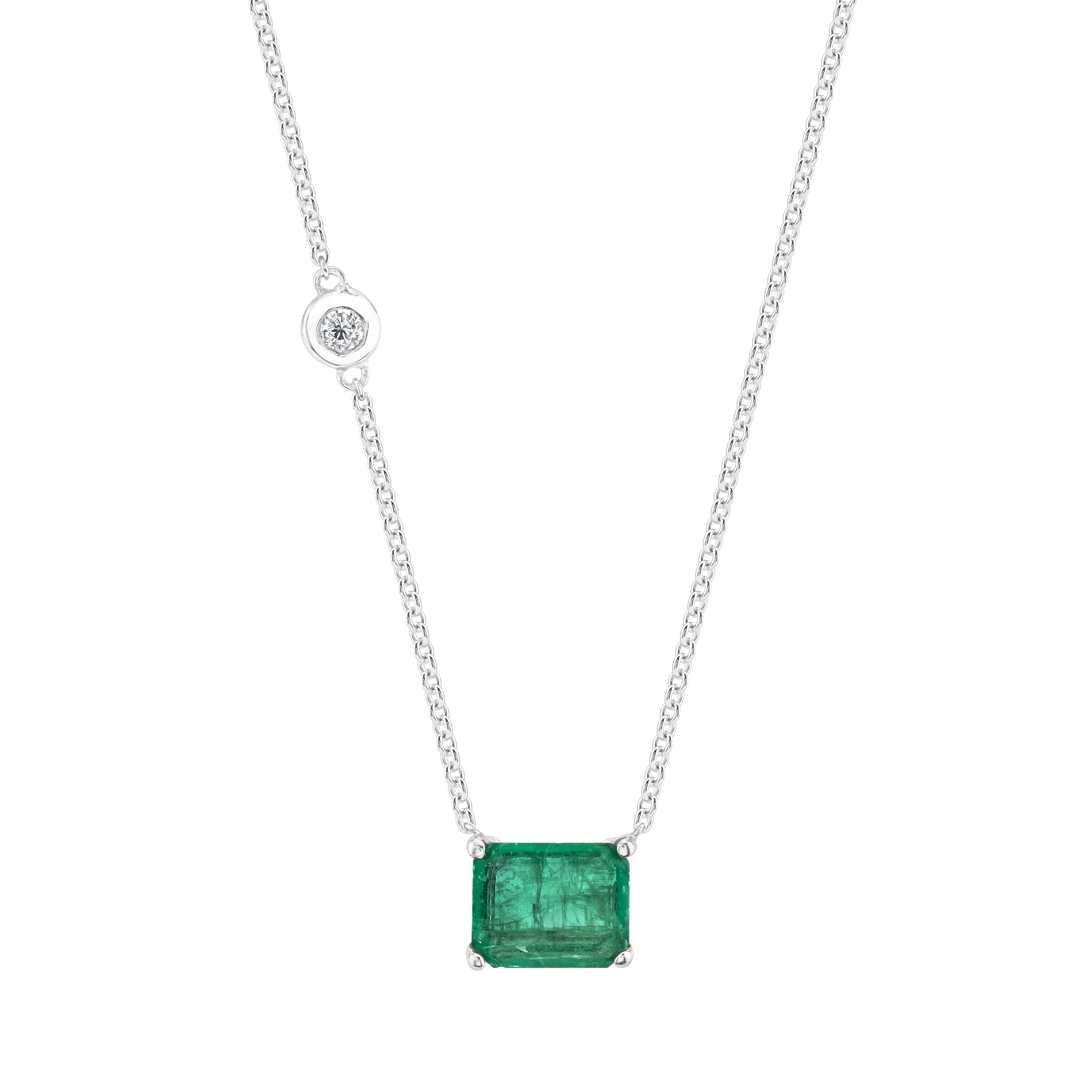 READY TO SHIP EMERALD SOLITAIRE NECKLACE - Image 3